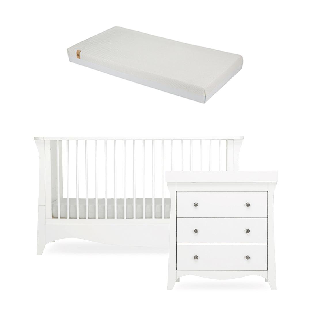  CuddleCo Clara 2 Piece Set 3-Drawer Dresser + Cot Bed - White、mySite、merchandisen