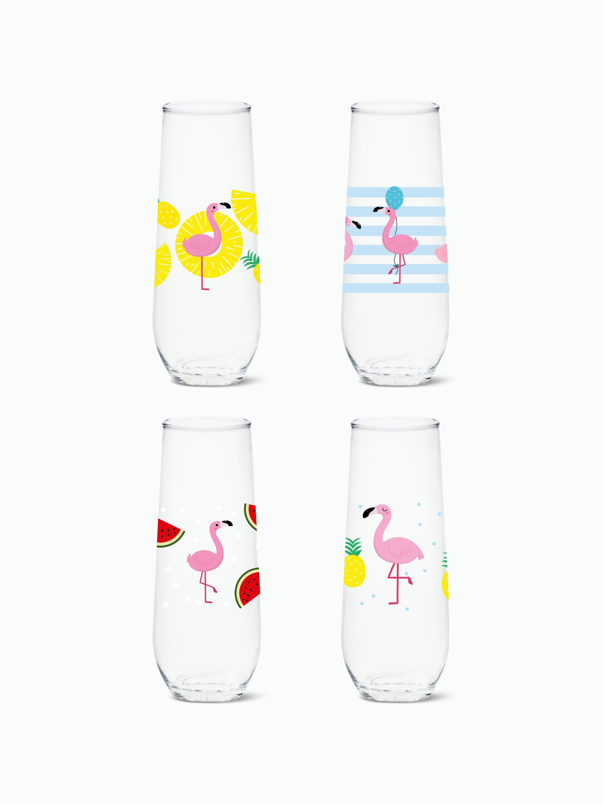 Let's Fla-mingle - RESERVE 9oz Stemless Champagne Tritan Copolyester Glass、mySite、camillekostekn