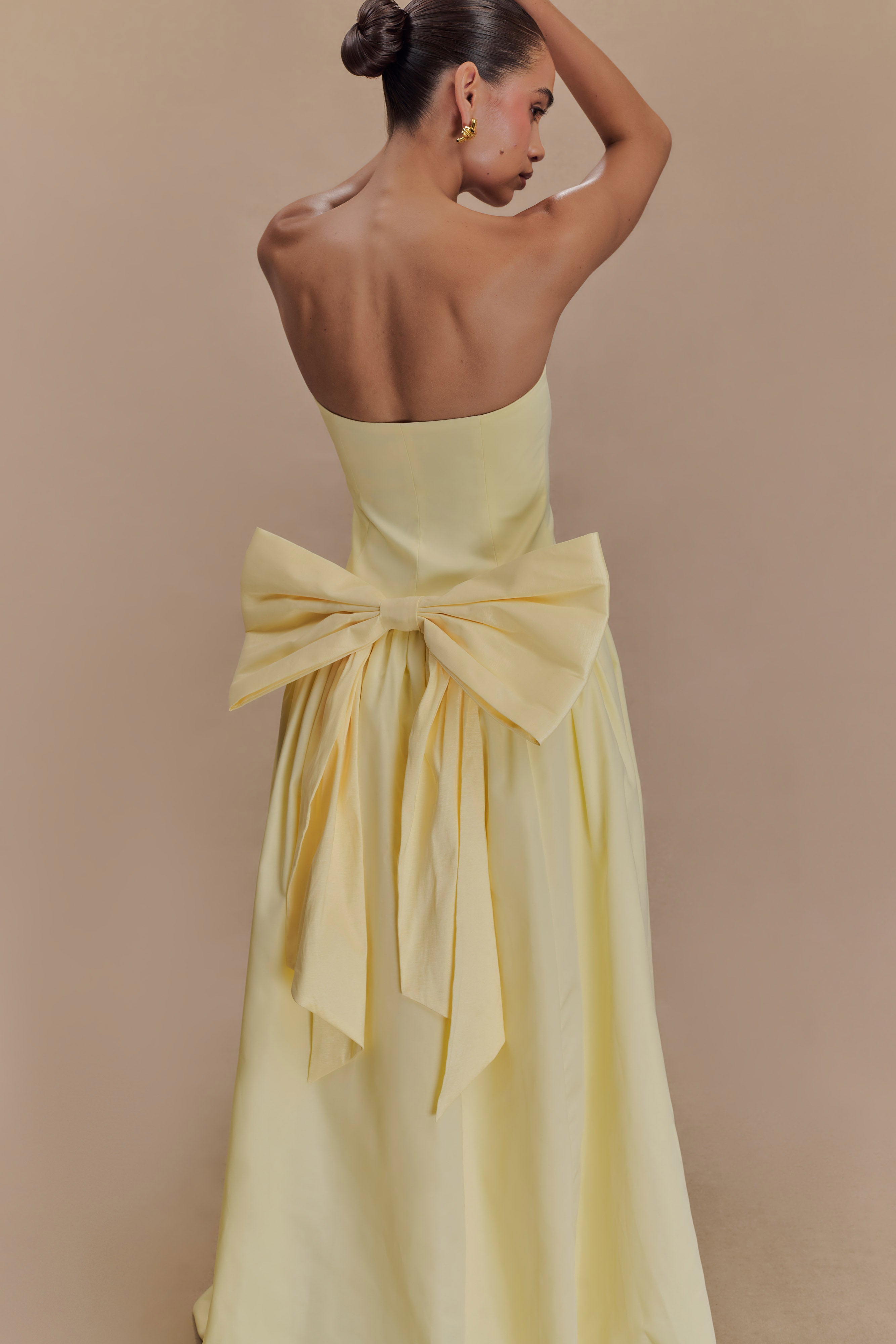 Frances Strapless Bow Maxi Dress - Lemon、mySite、solidvoid