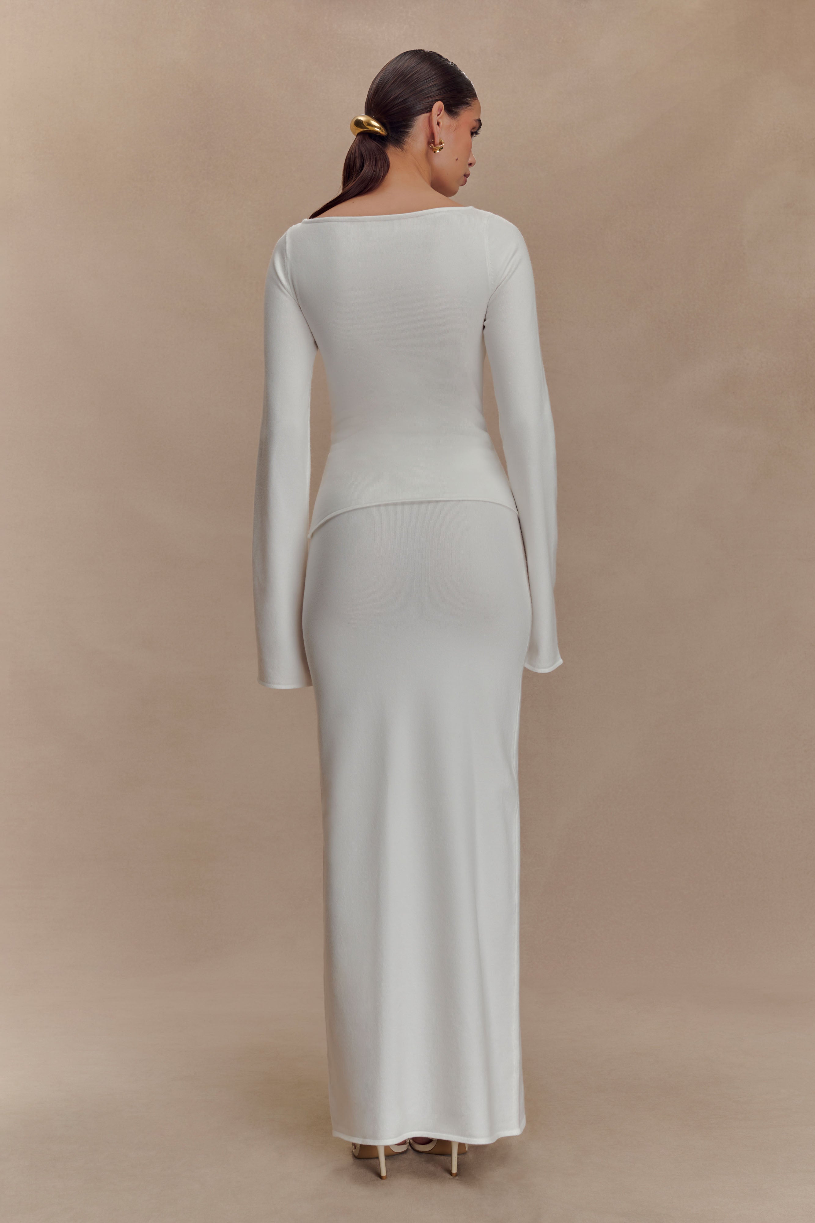 Alejandra Knit Maxi Skirt - White、mySite、solidvoid