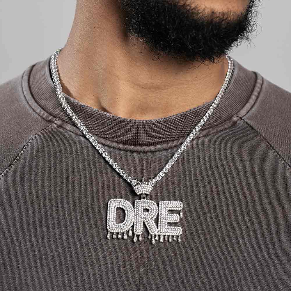 Custom Drippy Letter Pendant With a Crown Bail 14K Gold、mySite、hinf8tx79