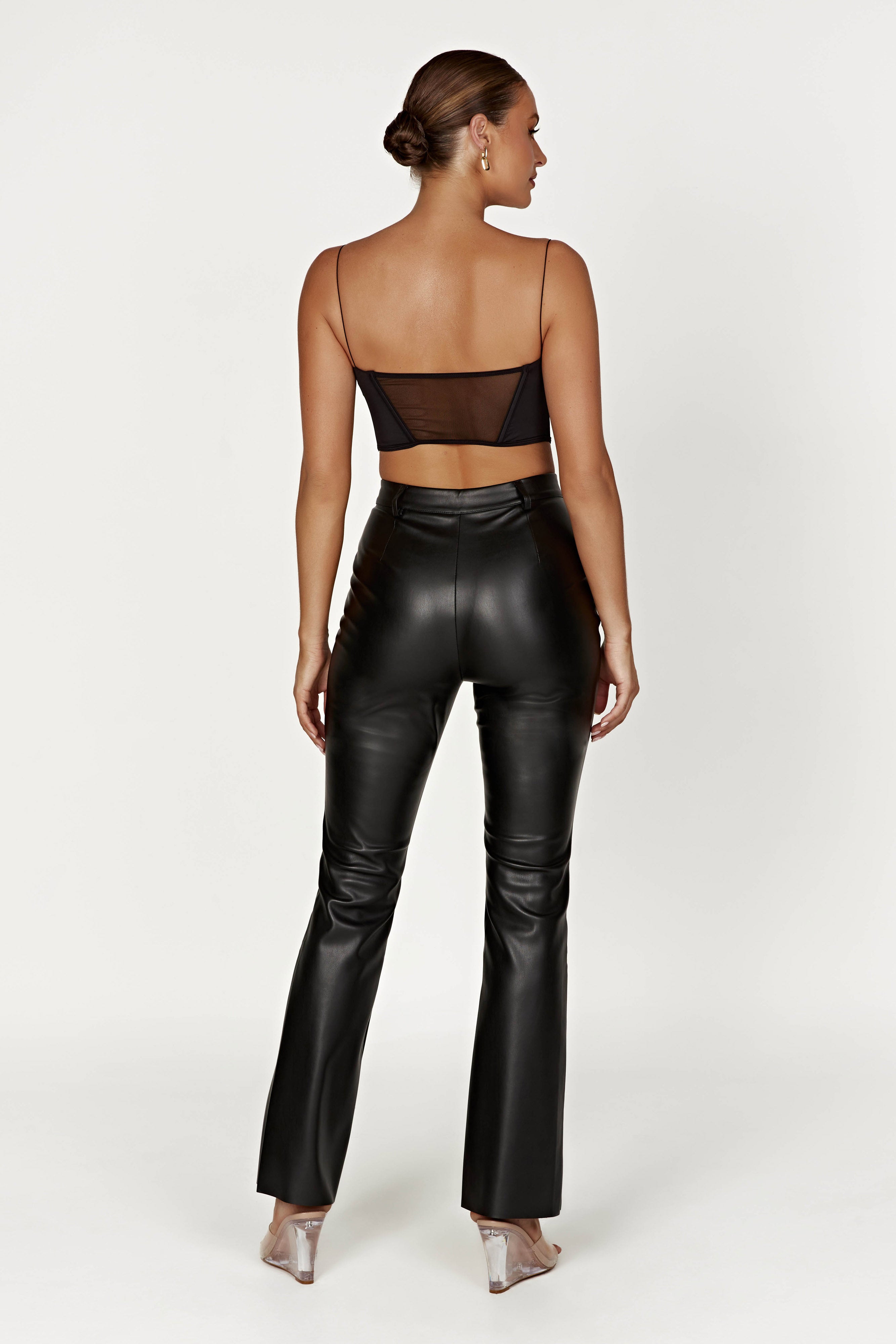 Tyra Straight Leg Faux Leather Pants - Black、mySite、solidvoid