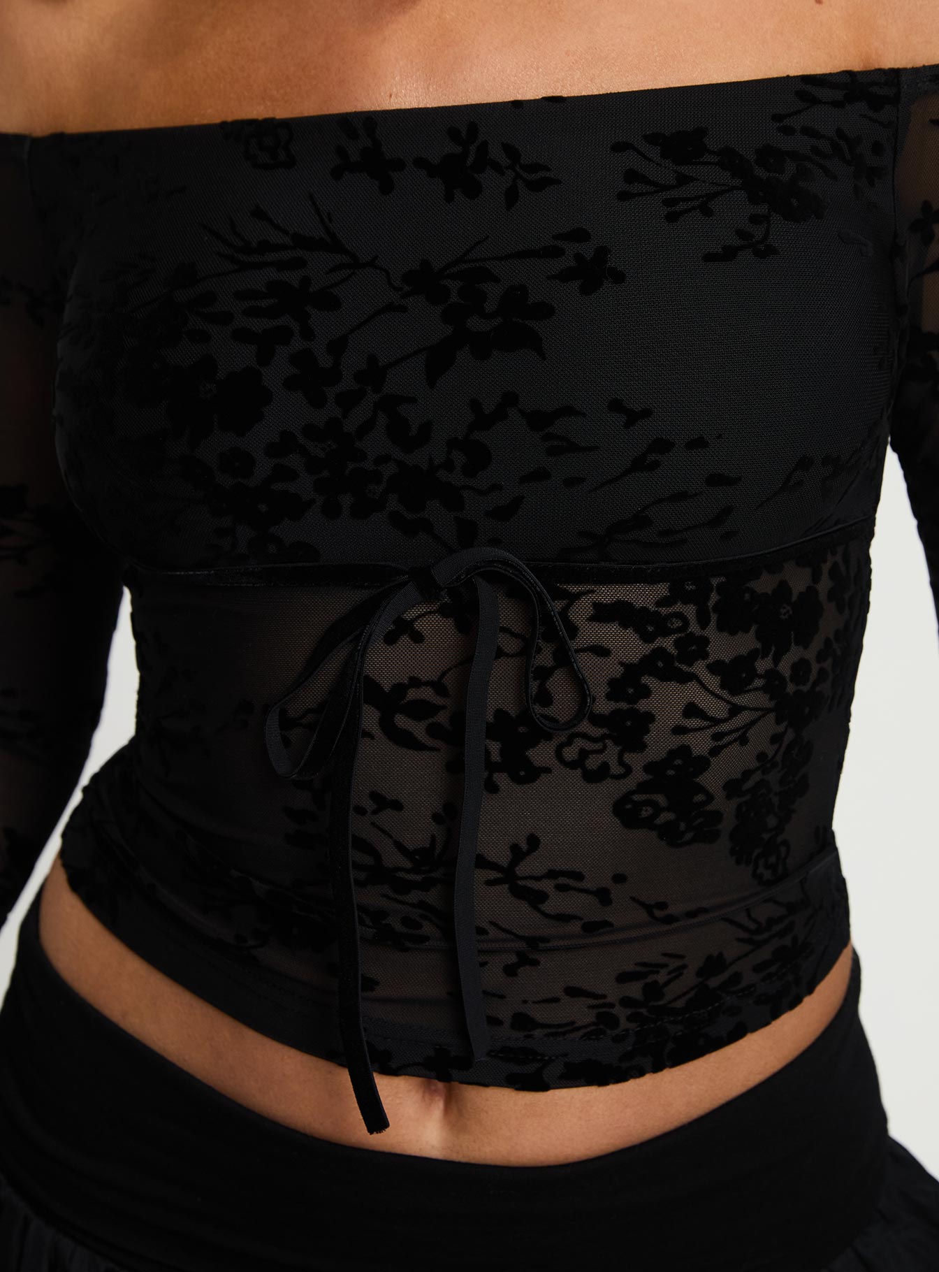 Dance For Me Off Shoulder Lace Top Black、mySite、solidvoid