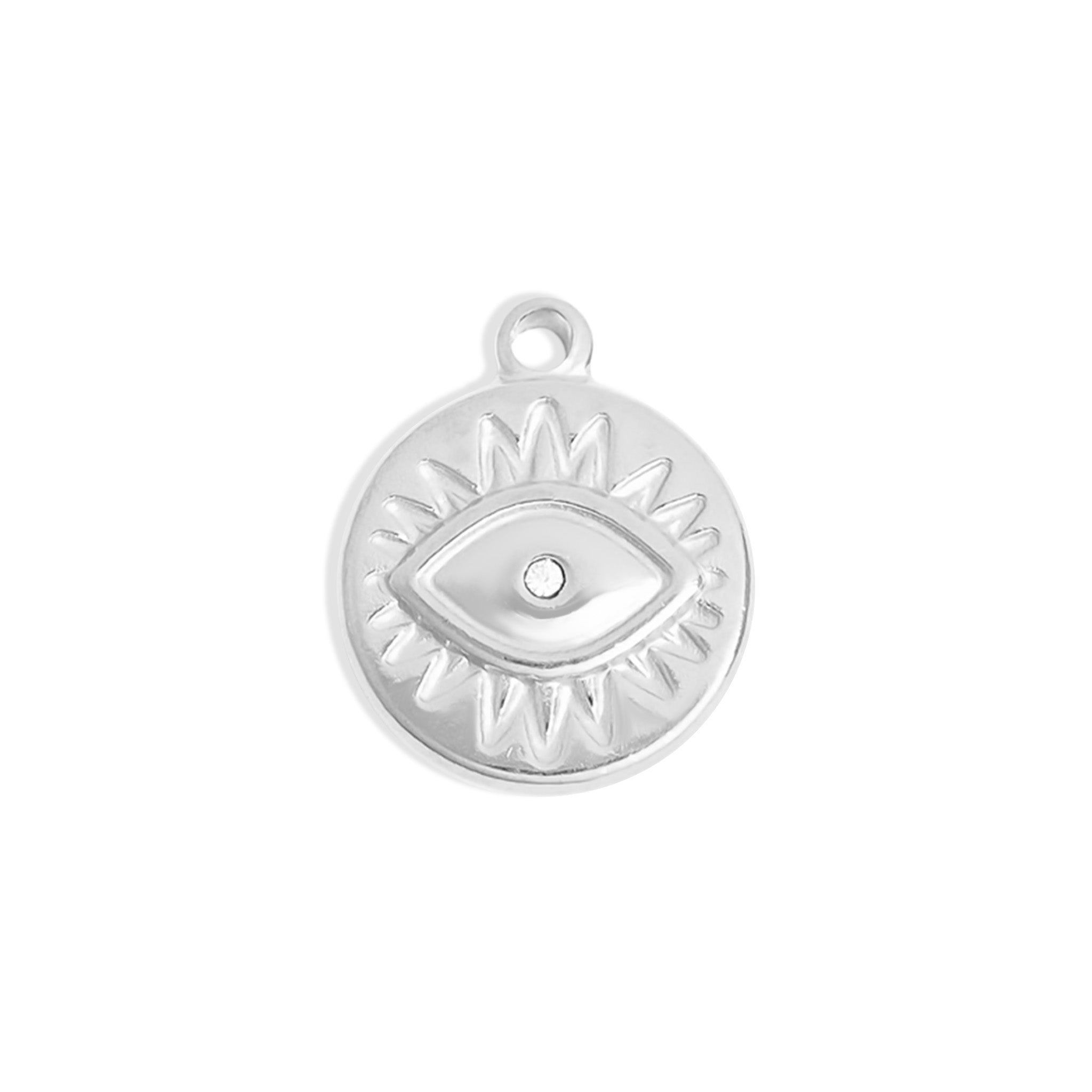 18K Gold PVD Stainless Steel Crystal Evil Eye Sun Disc Charm / PDL0127、mySite、dreamappss