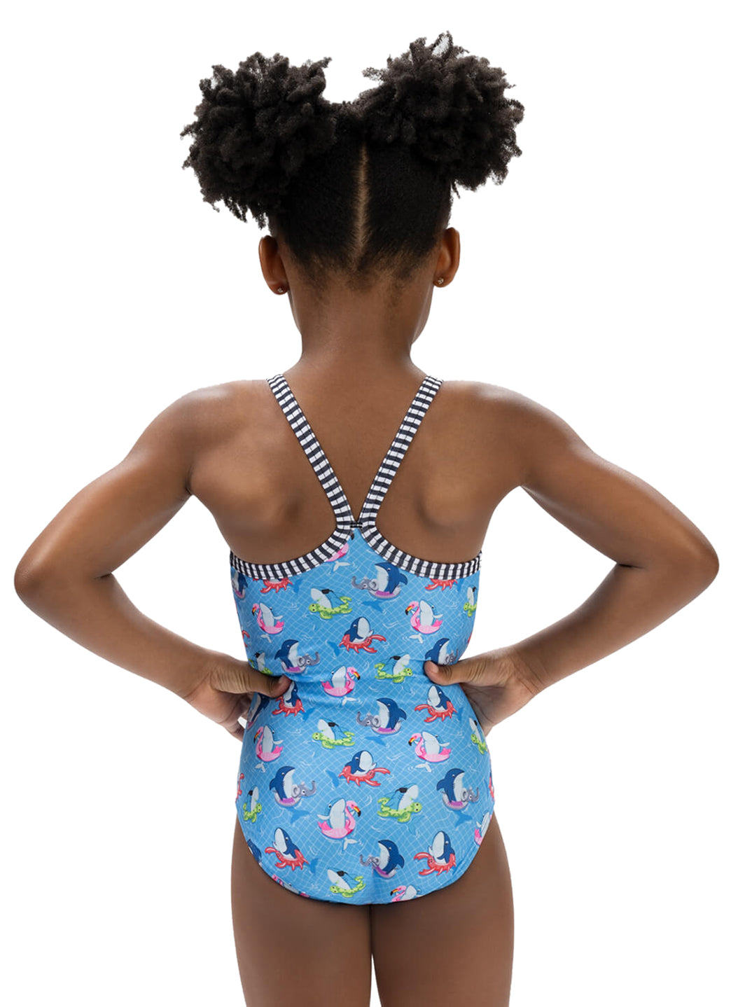Dolfin Girls' Fin Floats Print One Piece Swimsuit (Toddler, Little Kid)、mySite、noshort