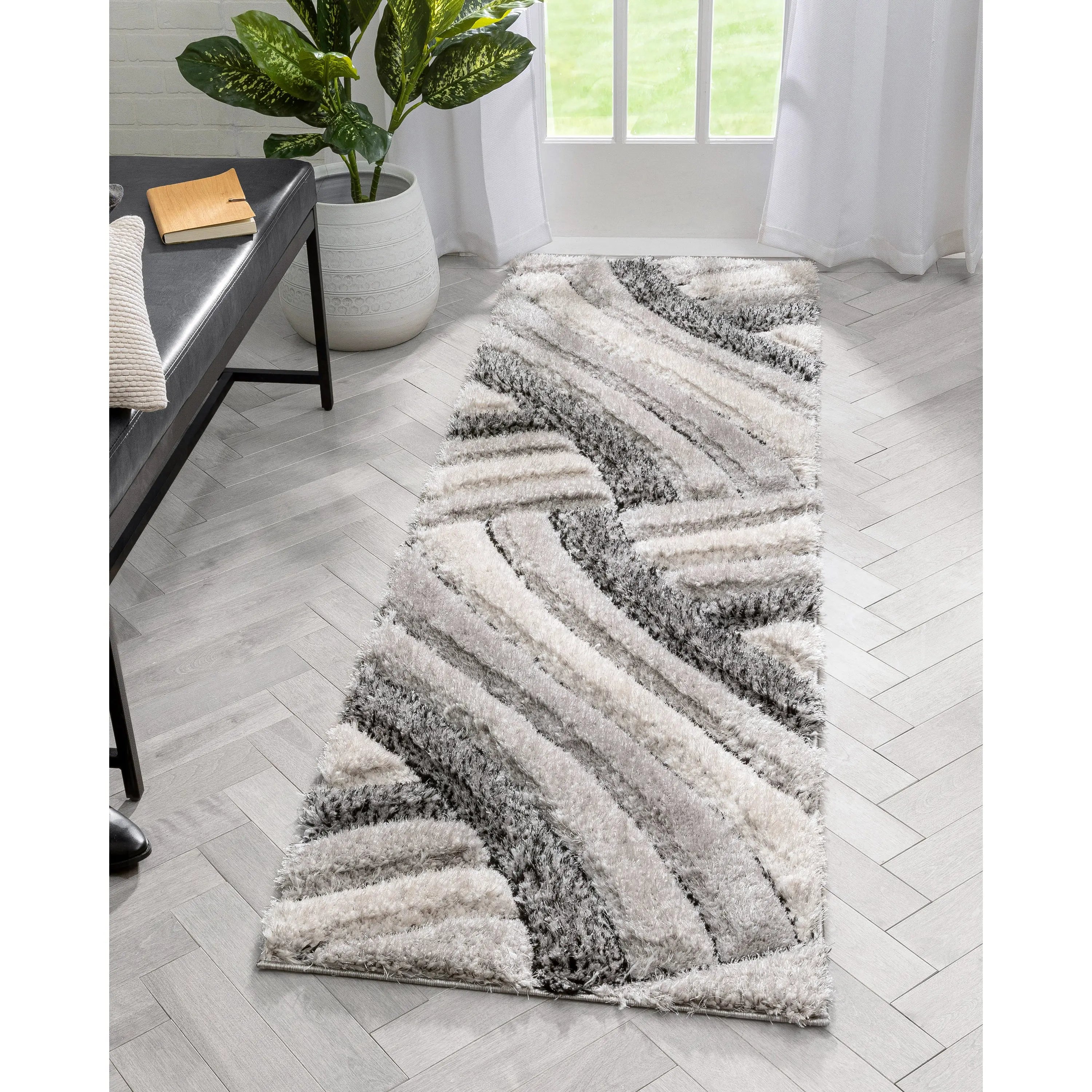 Ucci Grey Modern 3D Textured Shag Rug、mySite、gigharbornorthrealestate