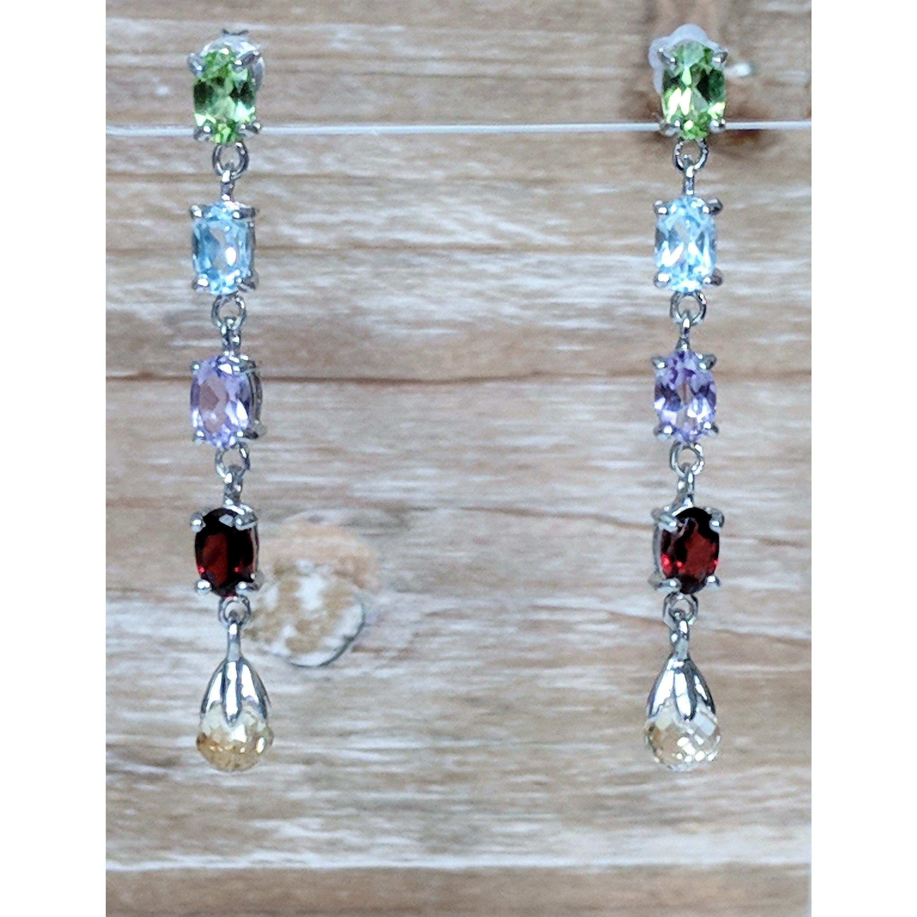 Multi Gemstone Earrings, Amethyst, topaz, garnet, citrine, peridot magnificent!、mySite、g9winljtr