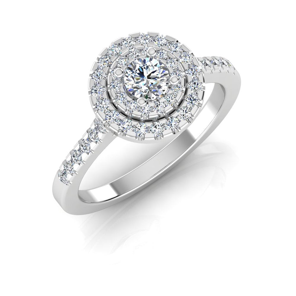 Petite Round Brilliant Double Halo Moissanite Engagement Ring、mySite、hinf8tx79