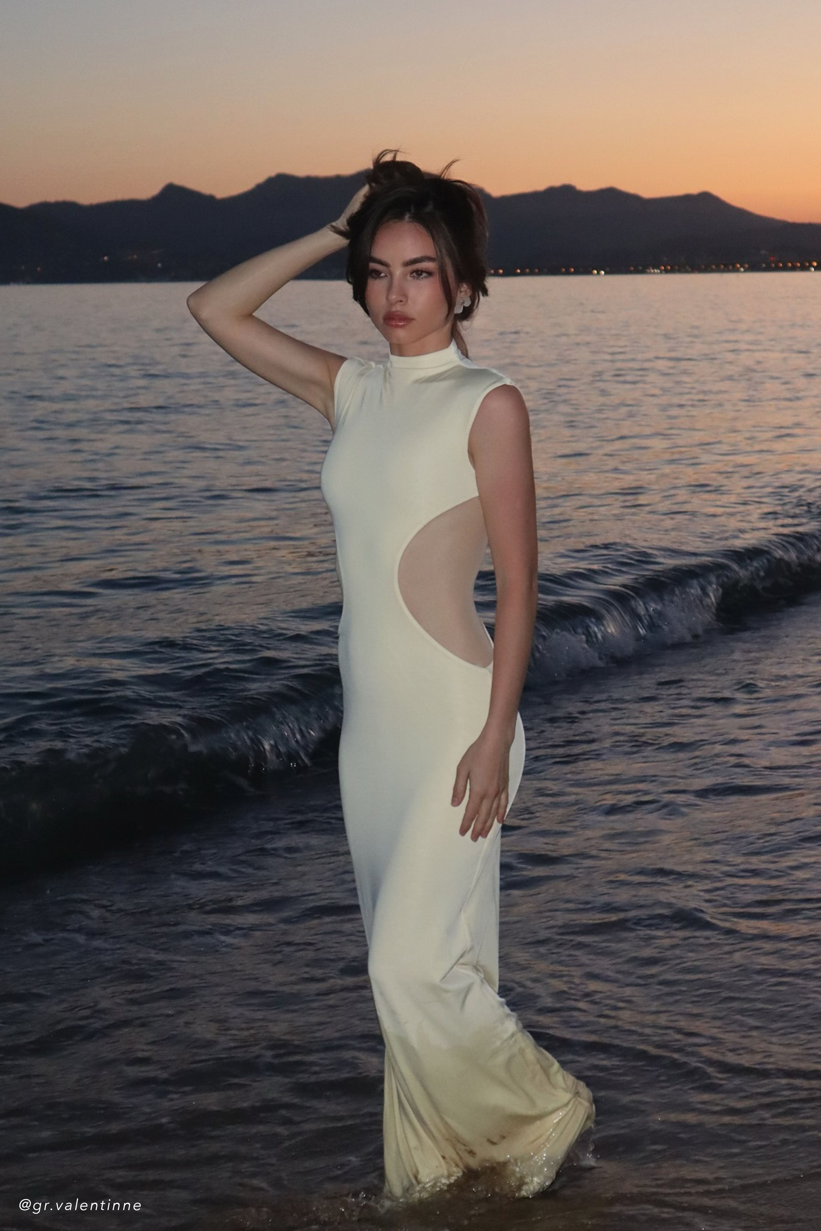 Massie Slinky And Mesh Maxi Dress - Lemon、mySite、solidvoid