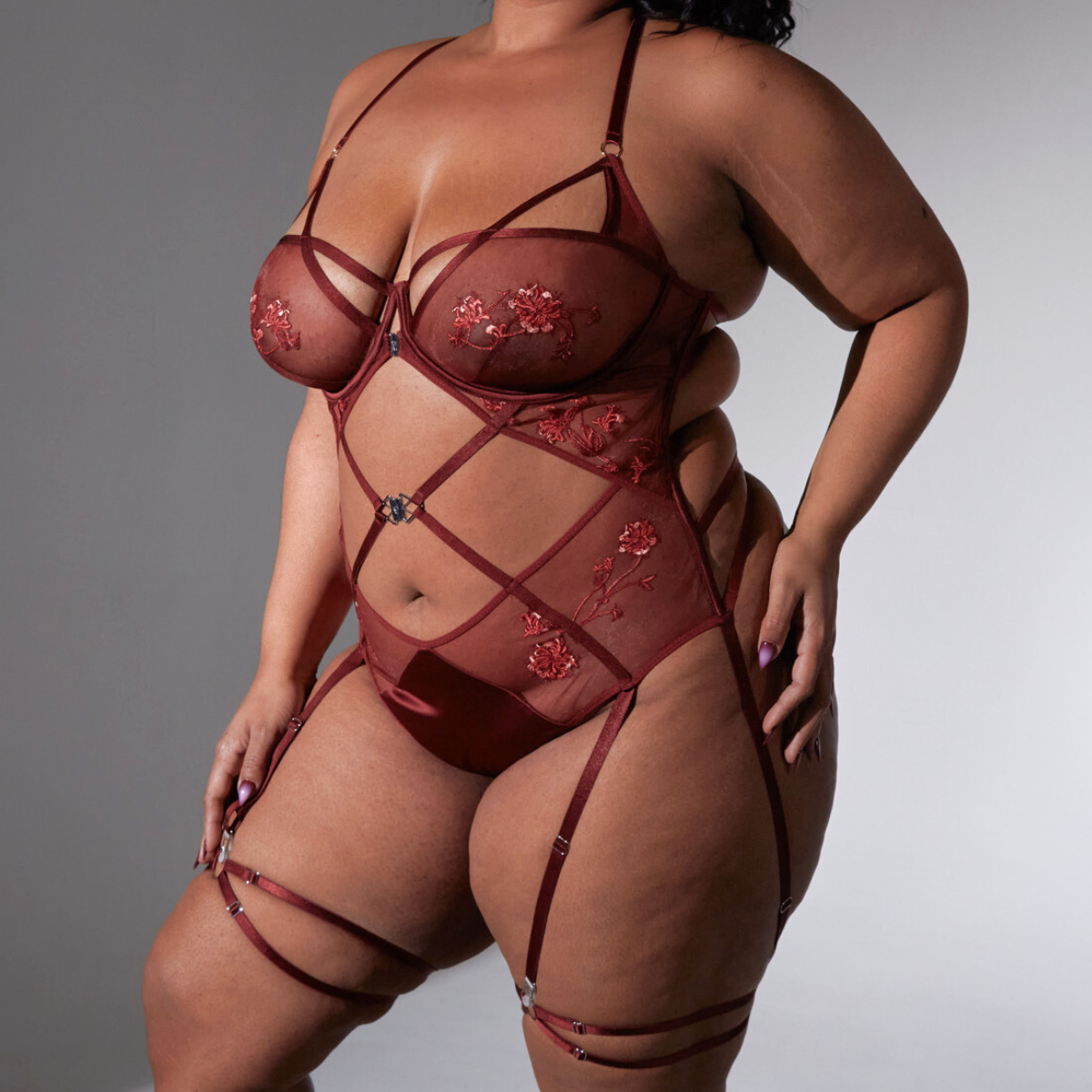 Strapped in Thigh Garters - Burgundy - FINAL SALE、mySite、bengalsvssteelers