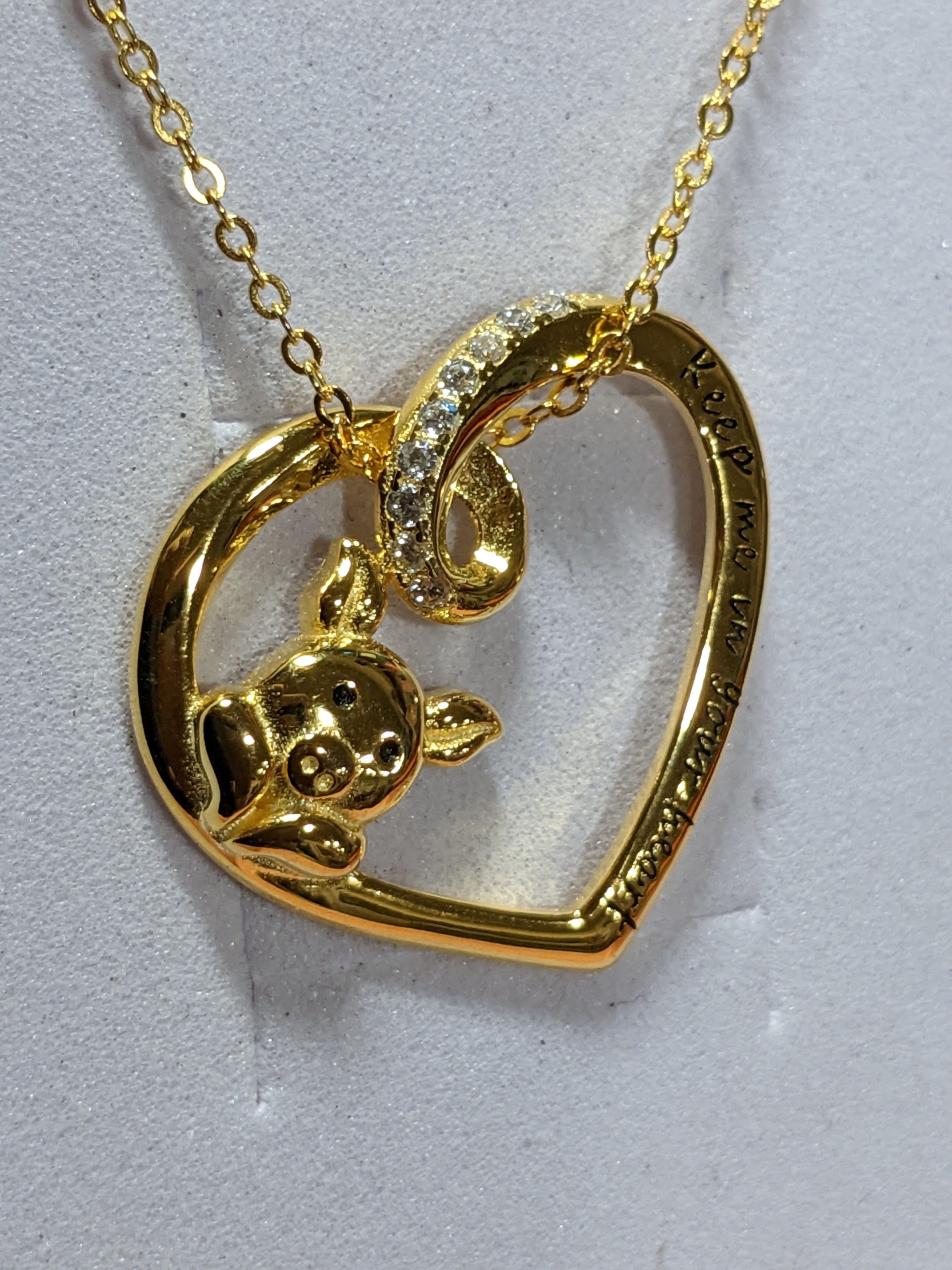 Yellow Gold Plated Keep Me In Your Heart Pig Necklace Sterling Silver、mySite、g9winljtr