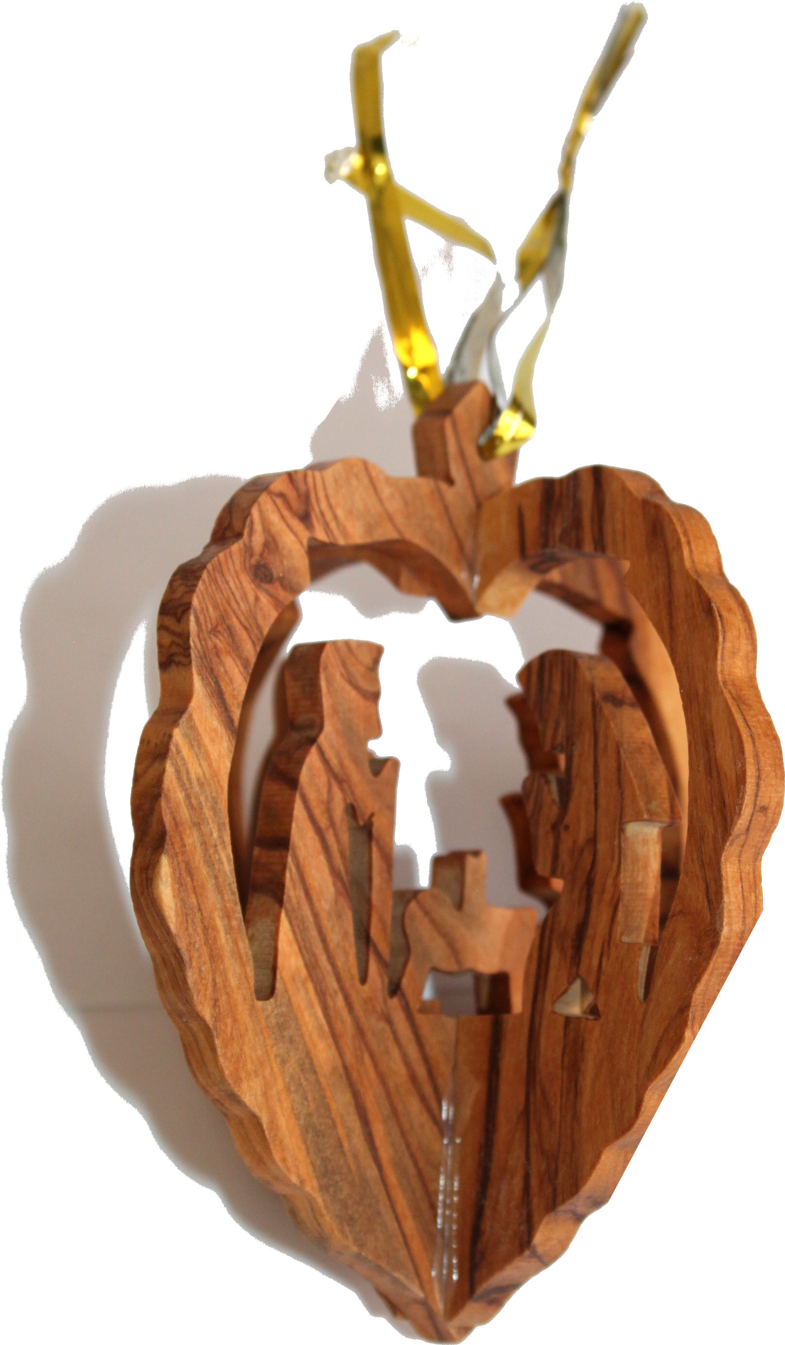 Holy Land Market Olive Wood Nativity Ornament- Heart Shaped - 4 Inches、mySite、topwebapps