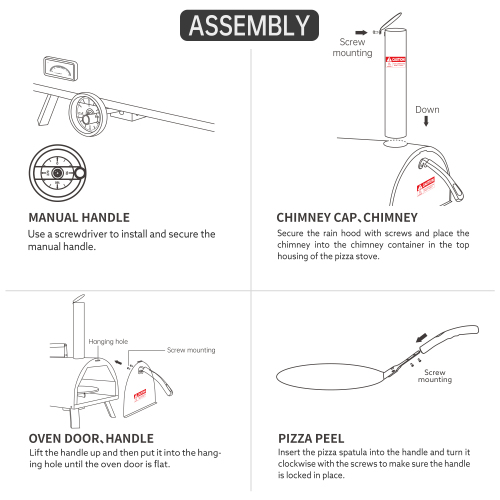 Silver Pizza Oven Outdoor 12" Semi-Automatic Rotatable Pizza Ovens Portable Stainless Steel Wood Fired Pizza Oven Pizza Maker with Built-in Thermometer Pizza Cutter Carry Bag、、eastwooduniform