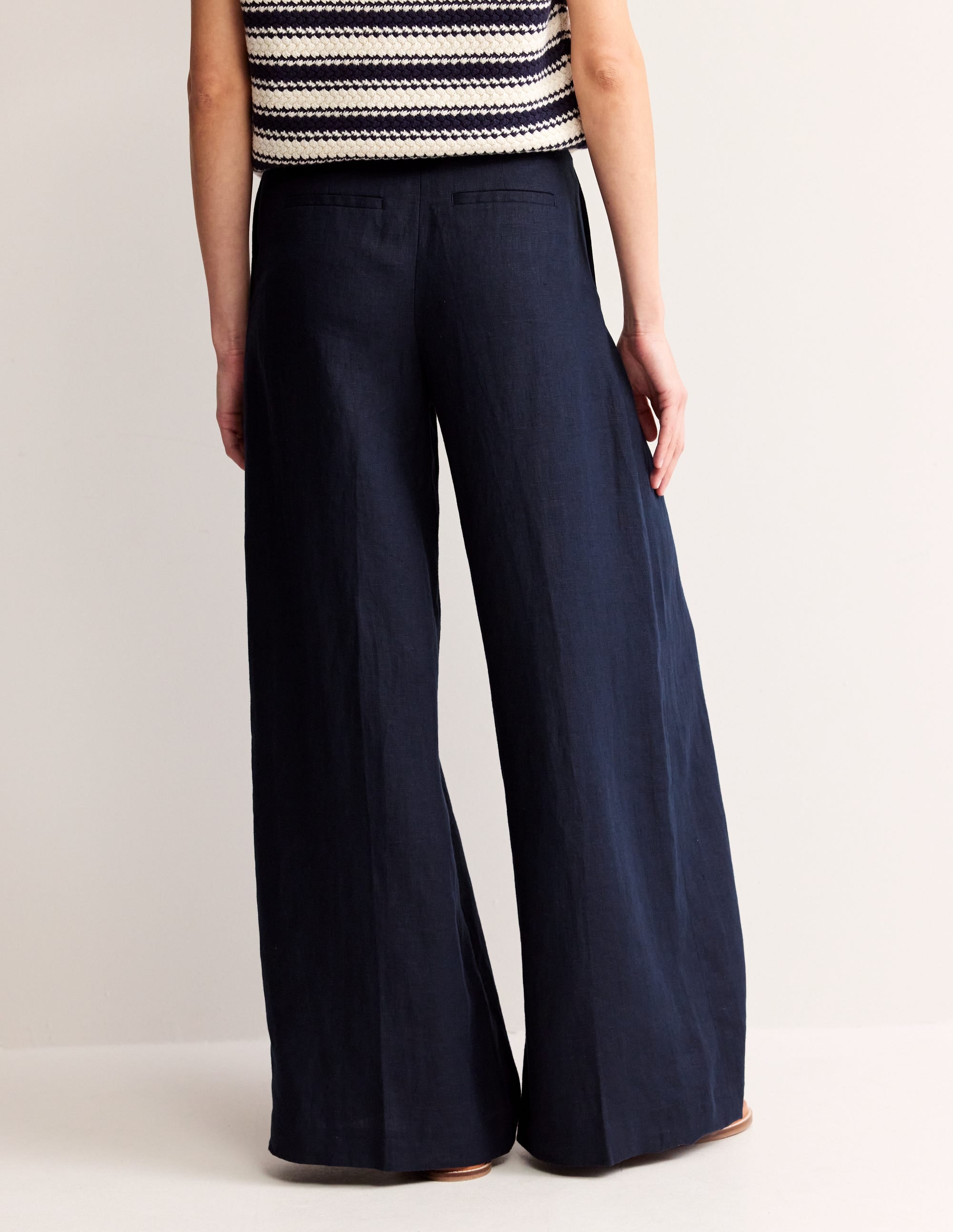  Palazzo Linen Pants-Navy、mySite、ashleygrahame