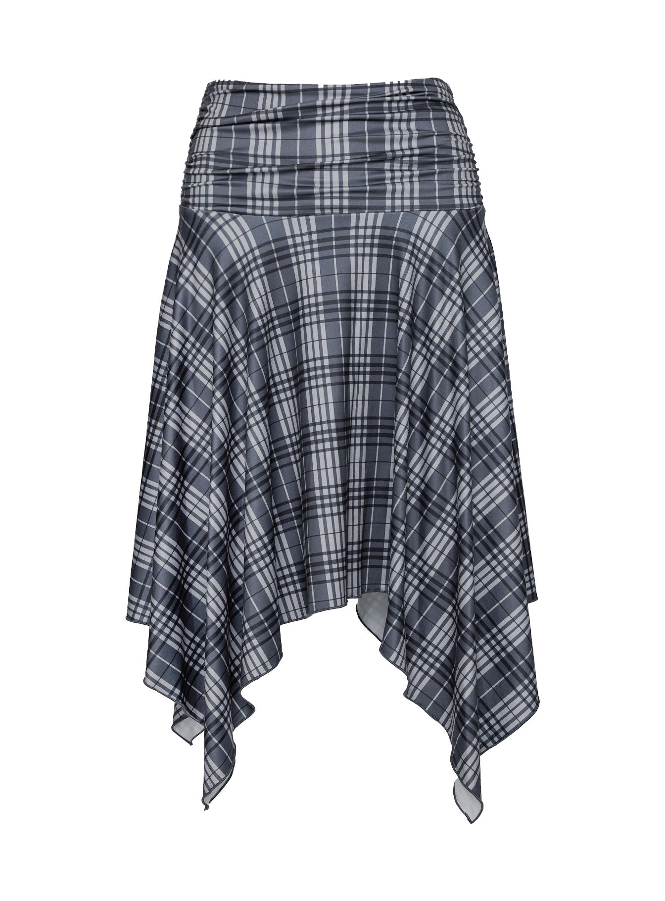 Scholar Asymmetrical Midi Skirt Grey Check、mySite、solidvoid