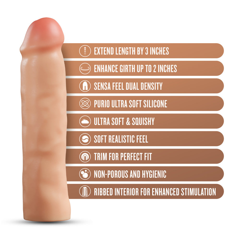 Performance Plus By Blush® | Vindicate 8.5 Inch Realistic Penis Extender Sleeve - Dual Density - Liquid Silicone - Beige、mySite、bottomscart