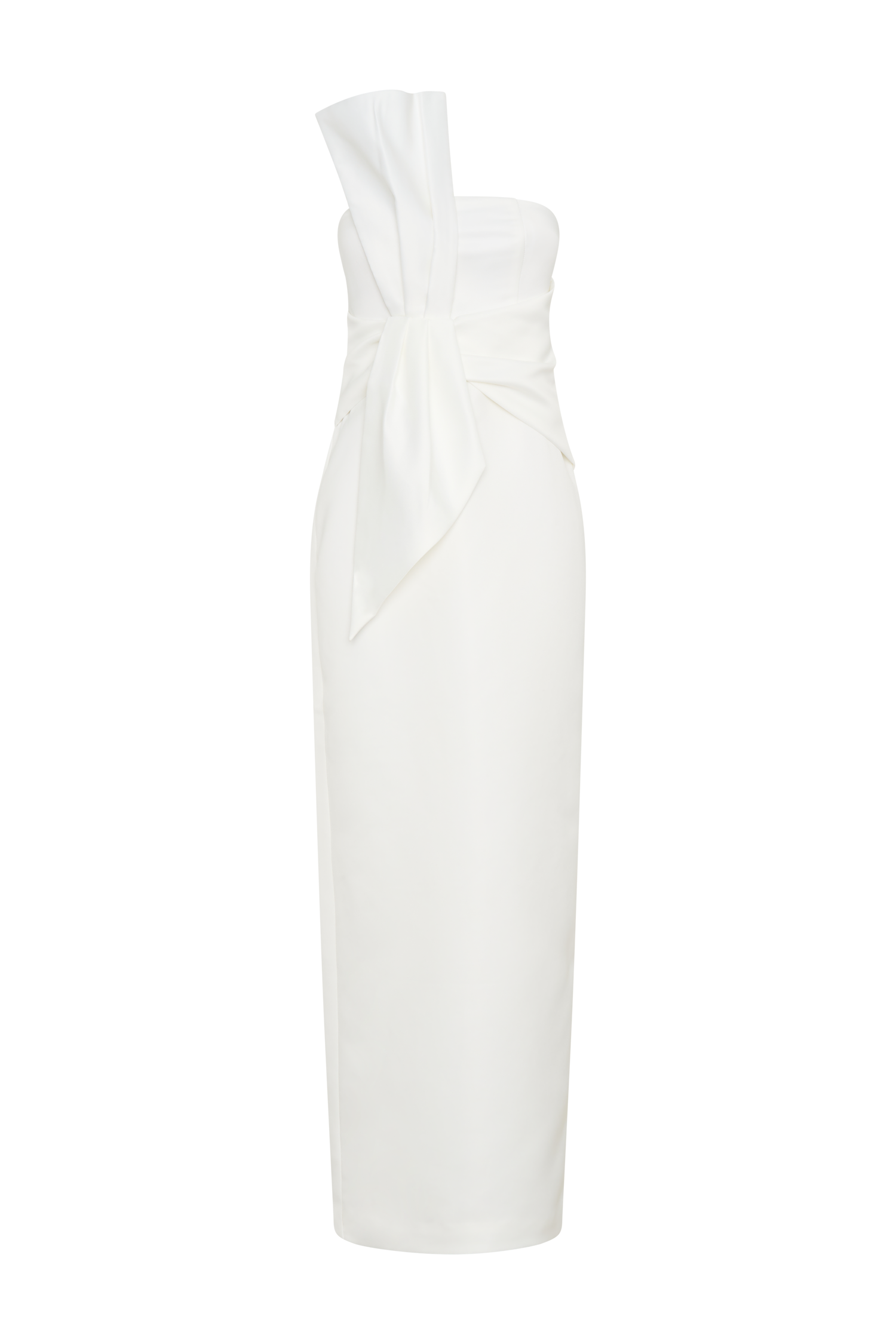 Cyrill Strapless Satin Structured Maxi Dress - White、mySite、solidvoid