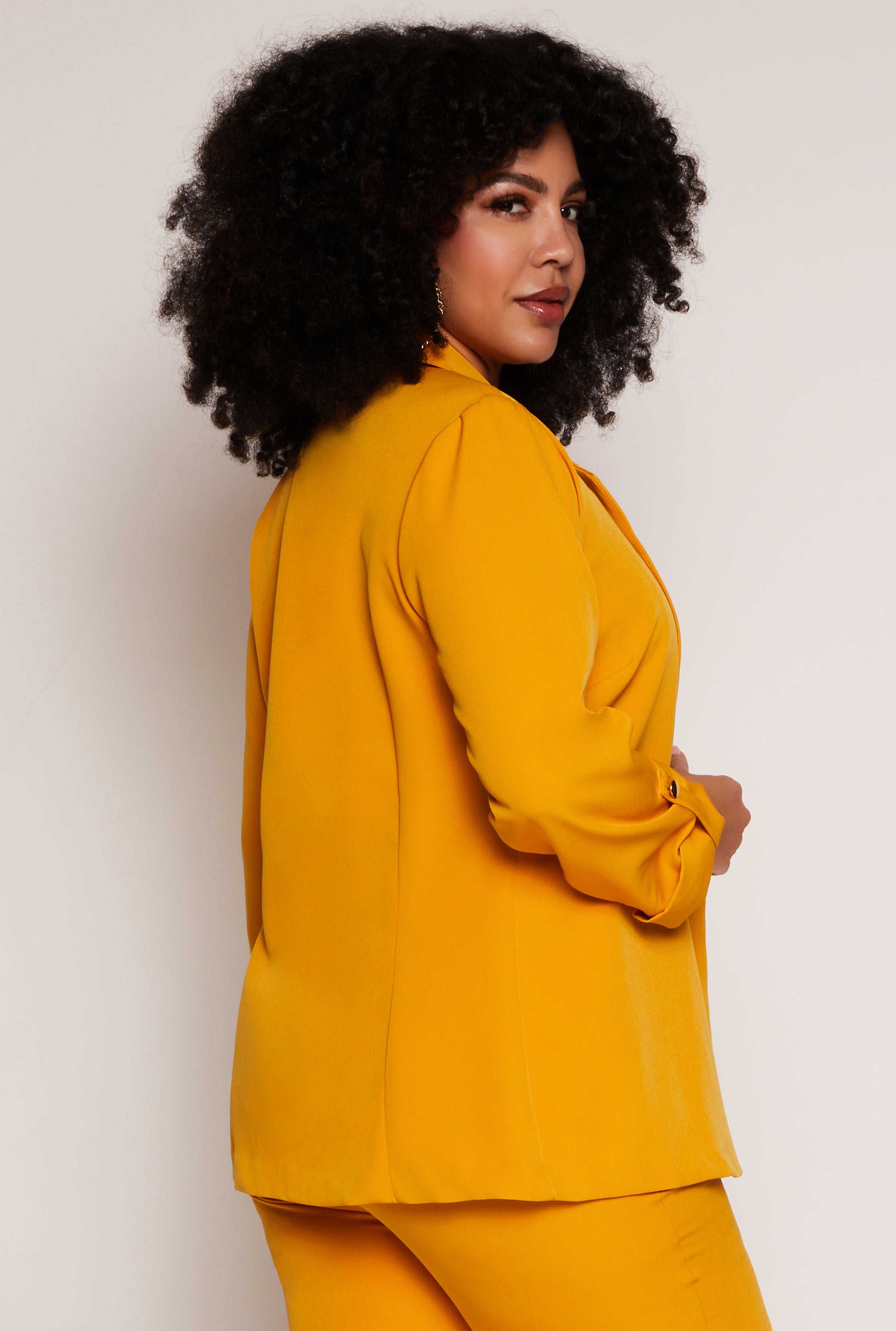 Plus Size Tabbed Long Sleeve Blazer、mySite、camillekostekn