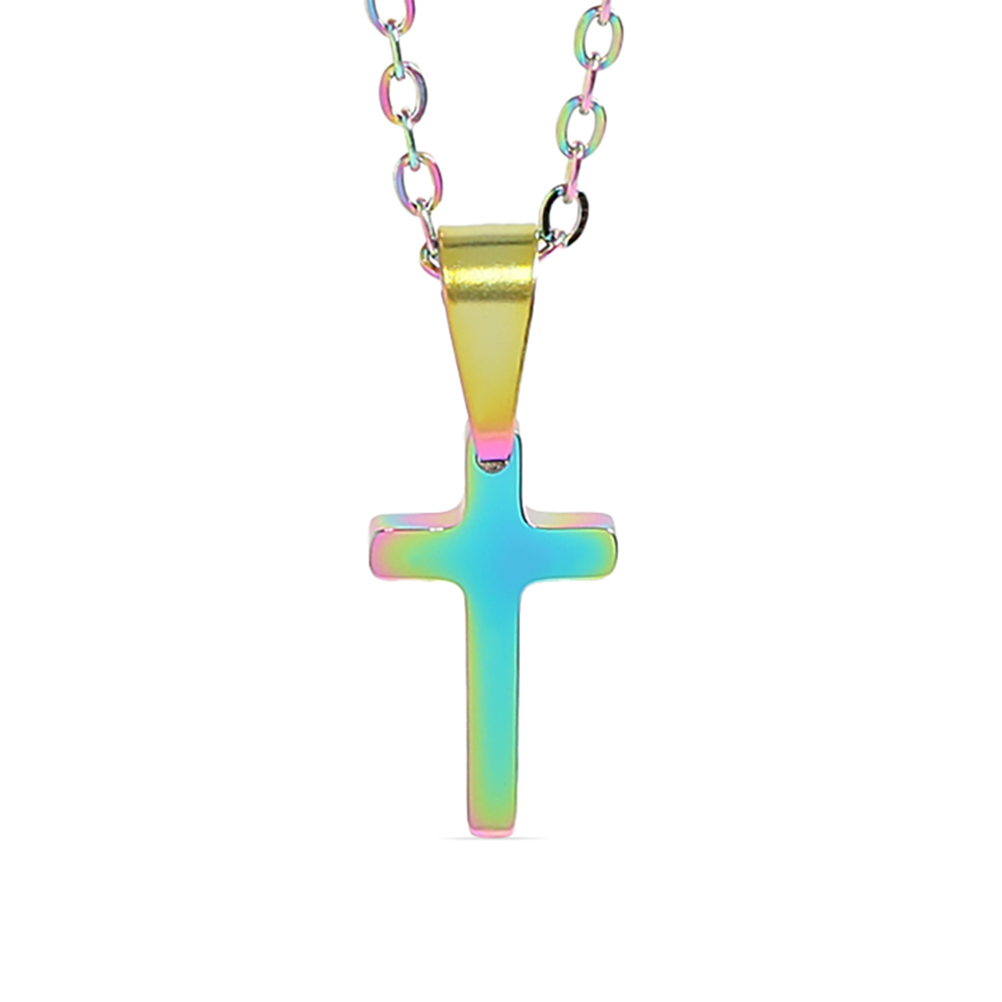 18K Gold PVD Stainless Steel Engravable Blank Cross Pendant Necklace / SBB0286、mySite、dreamappss