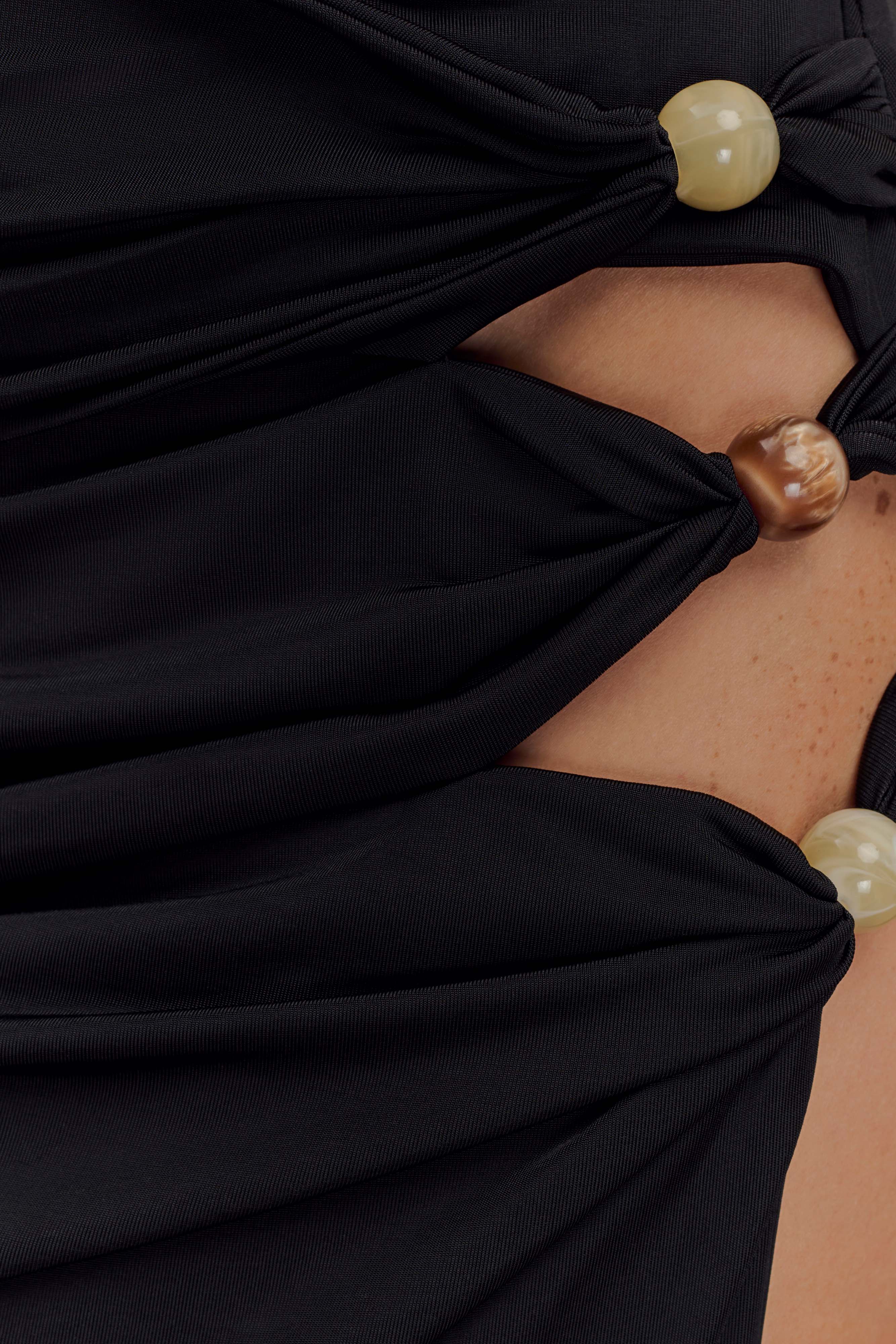 Kaiden Slinky Beaded Maxi Dress - Black、mySite、solidvoid