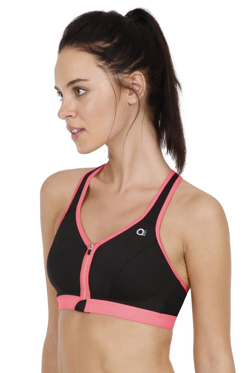  Medium Impact Front Zip Sports Bra - Black、mySite、justintrudeaud