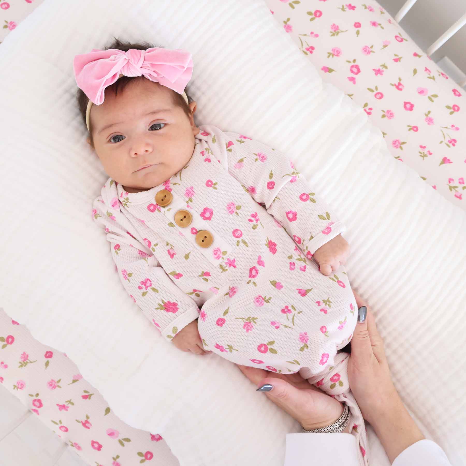  Penny's Posies Bamboo Waffle Newborn Baby Knot Gown & Hat Set、mySite、layawaytickets