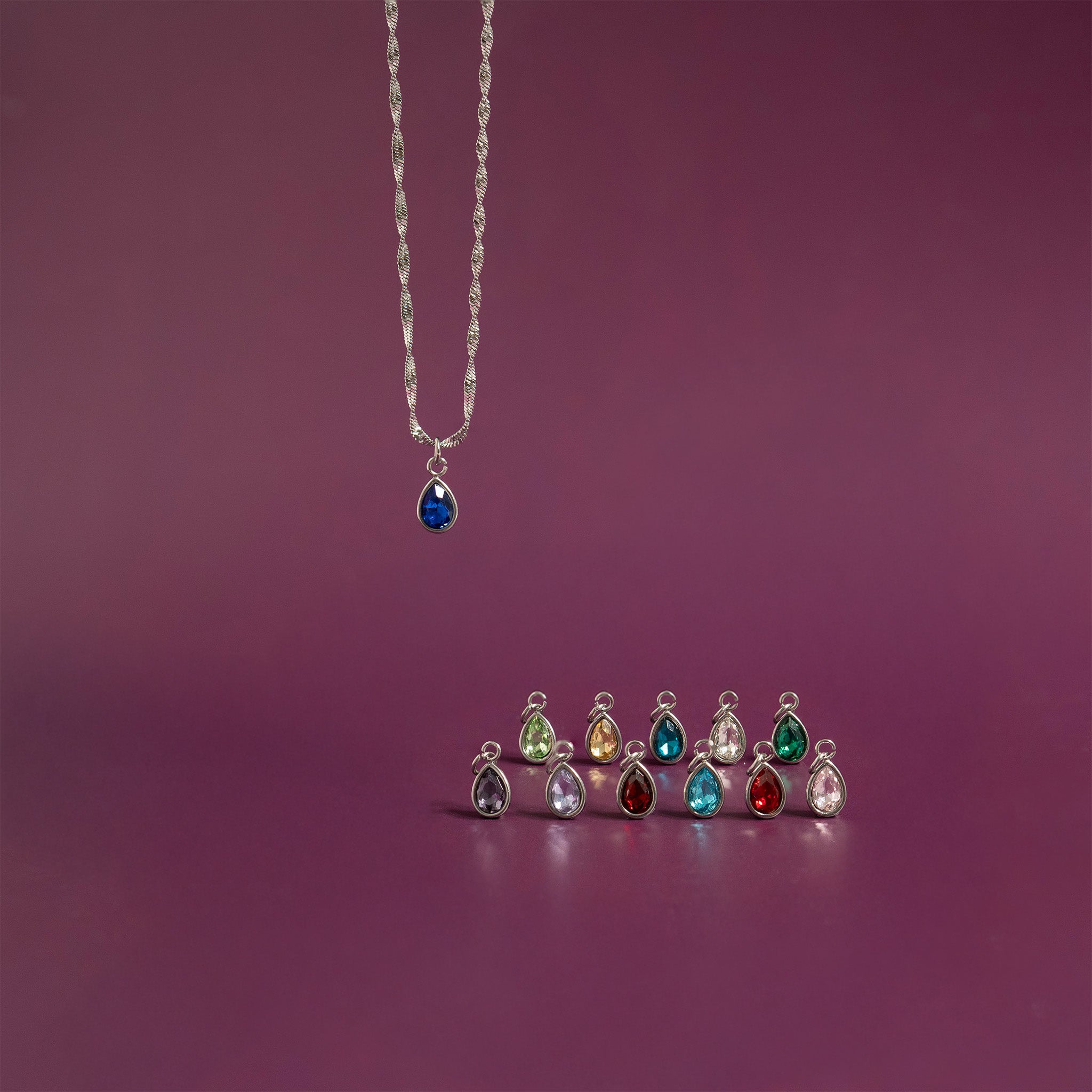 Stainless Steel Teardrop Birthstone Charm / PDL0264、mySite、dreamappss