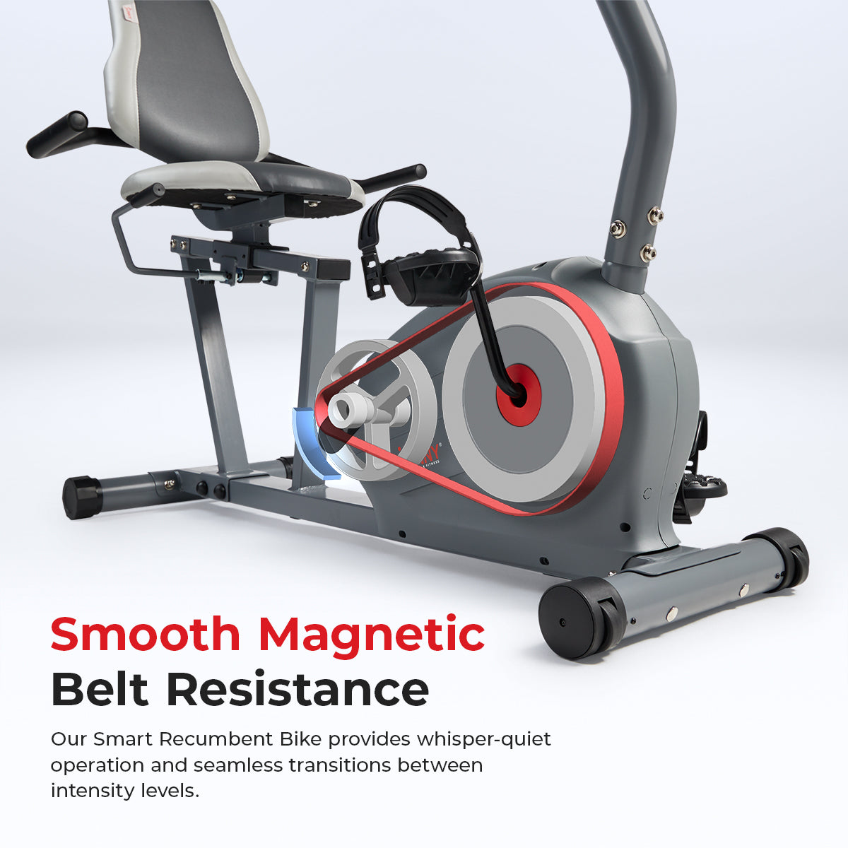  Essentials Series Magnetic Smart Recumbent Bike with Exclusive SunnyFit® App Enhanced Bluetooth Connectivity、mySite、ghnorth