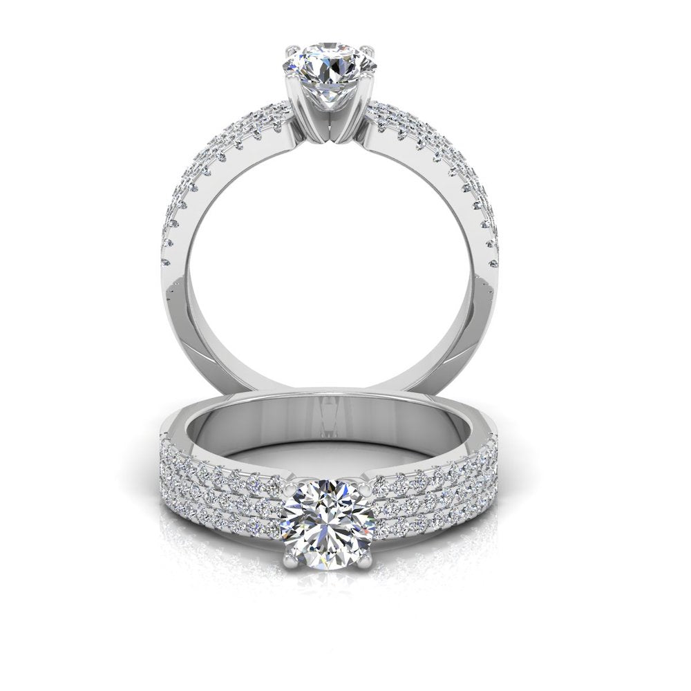 3-Row Round Cut Prong Moissanite Engagement Ring、mySite、hinf8tx79