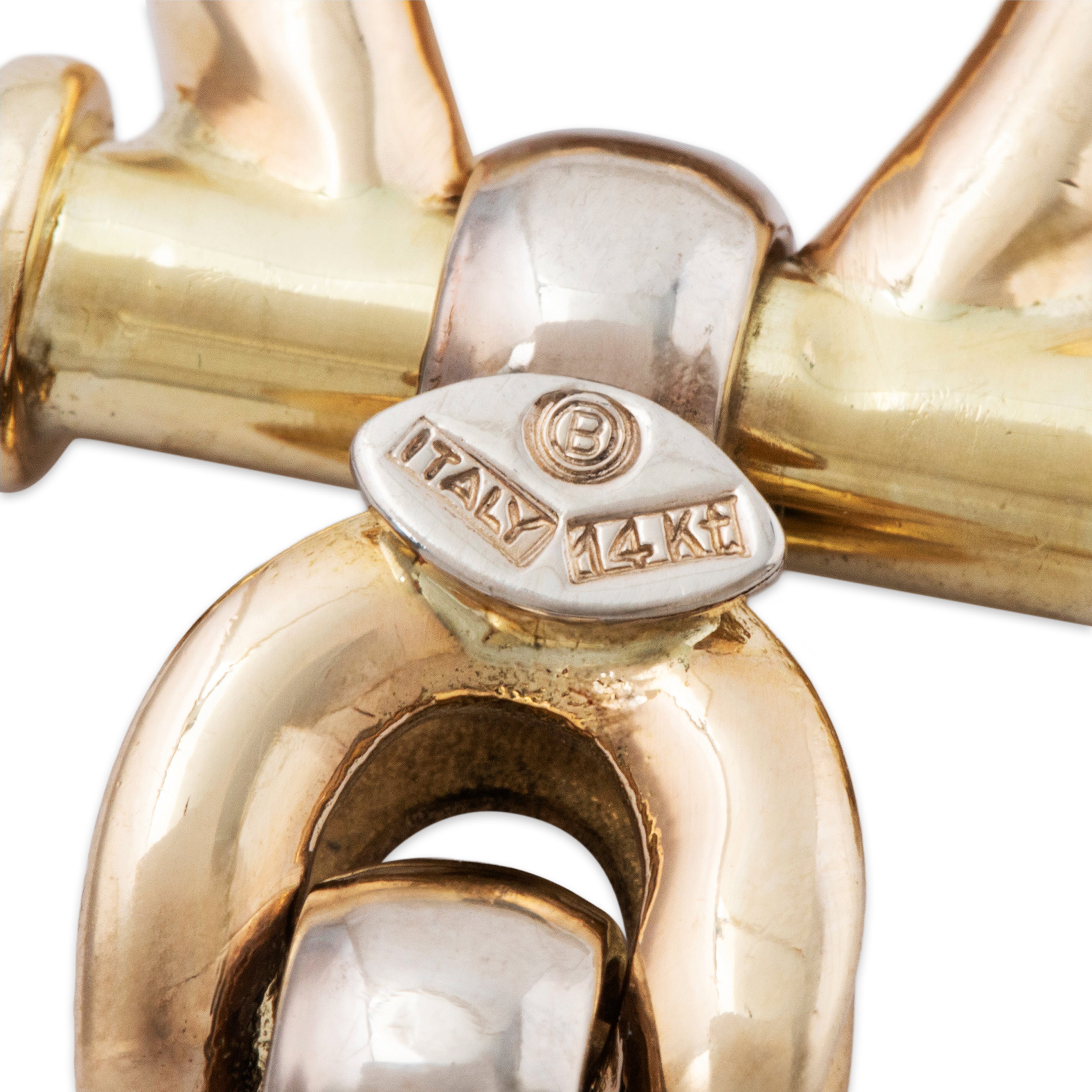 Vintage Bold Italian 14k Yellow Gold Blue Sapphire Folded Link Bracelet 6.5、mySite、hinf8tx79