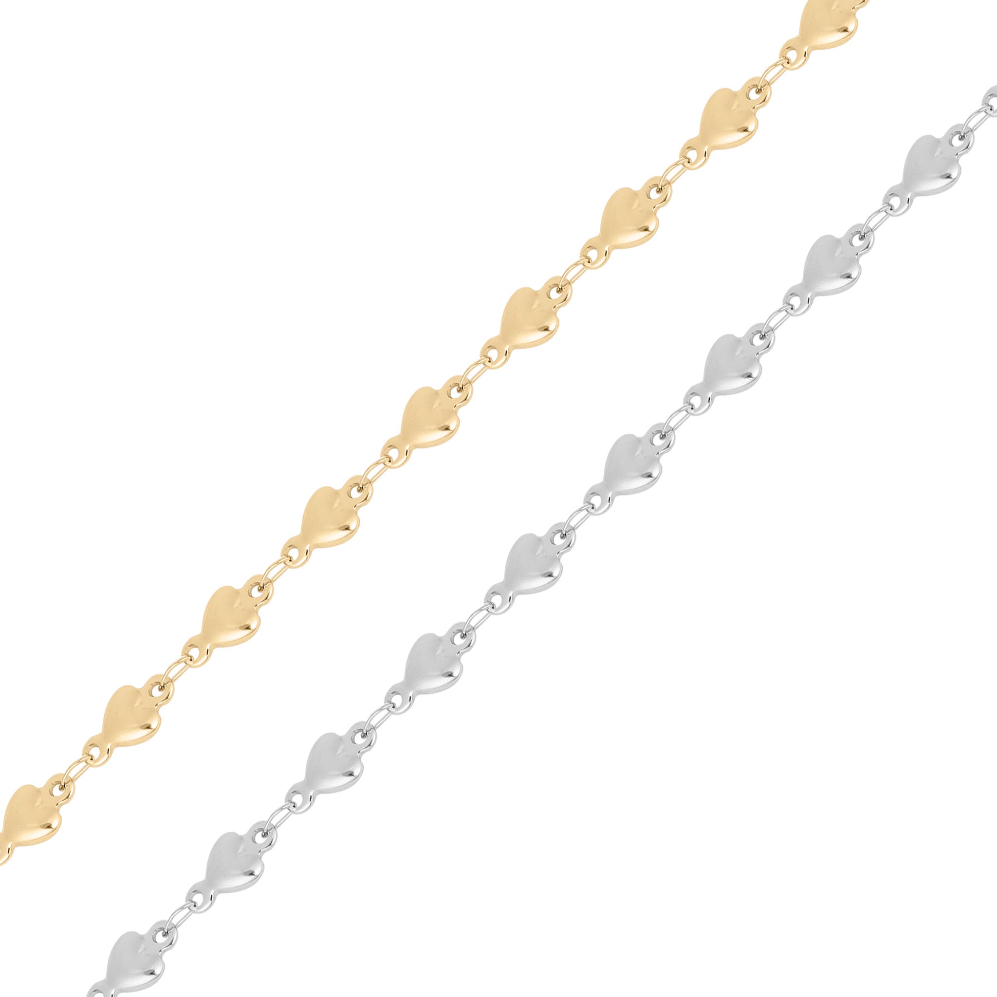 18K Gold PVD Stainless Steel Heart Connector Chain - By The Foot / SPL1022、mySite、dreamappss
