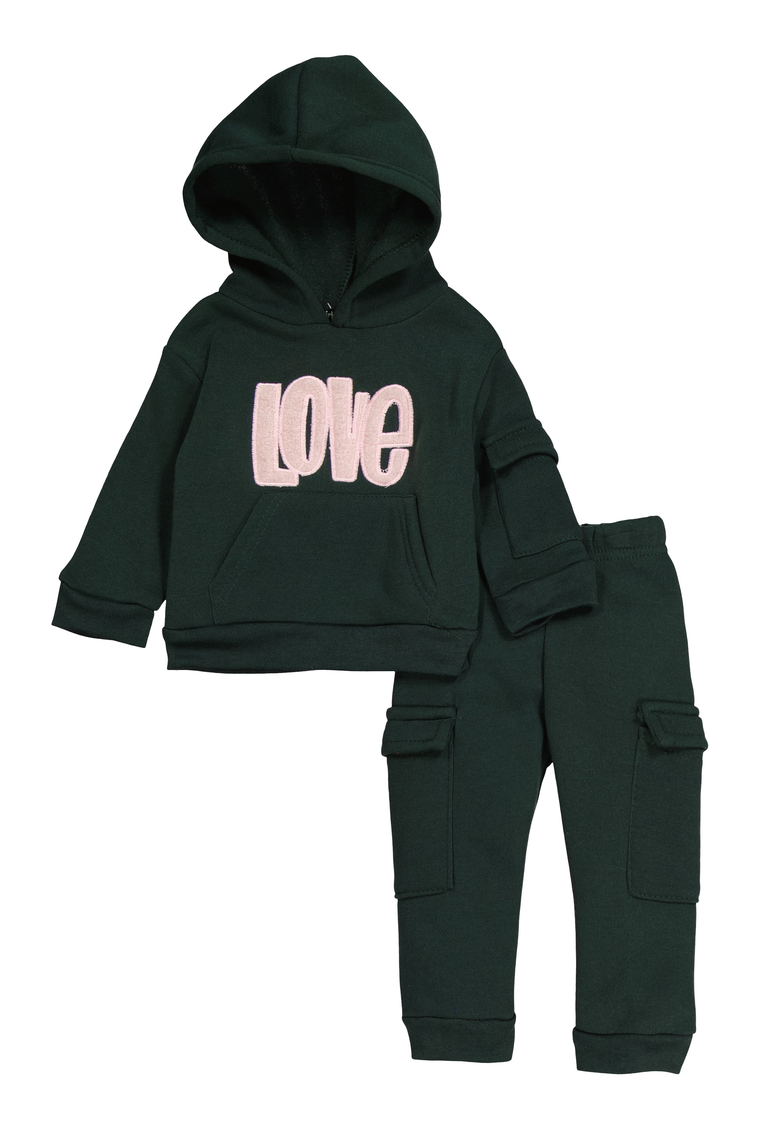 Baby Girls 12-24M Love Chenille Patch Hoodie and Joggers、mySite、camillekostekn