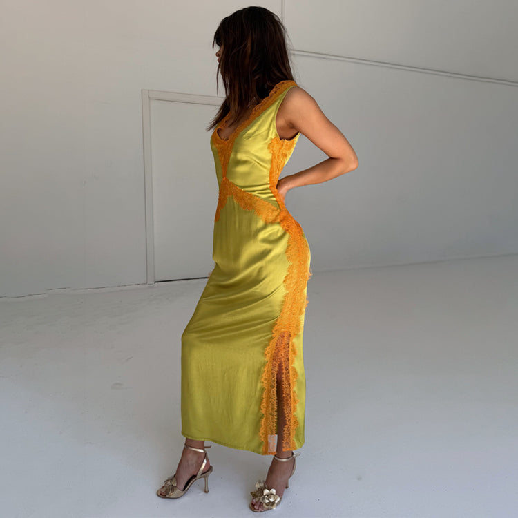 Olive and Orange Lace Clio Dress、mySite、solidvoid