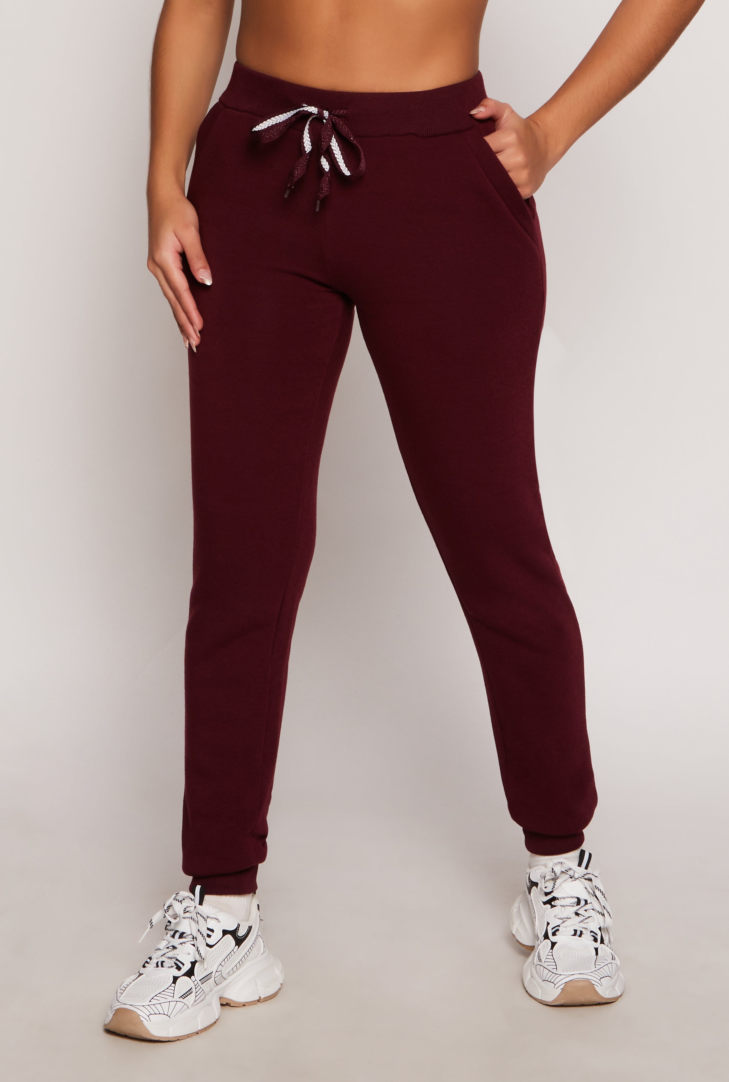 Fleece High Waist Drawstring Joggers、mySite、camillekostekn