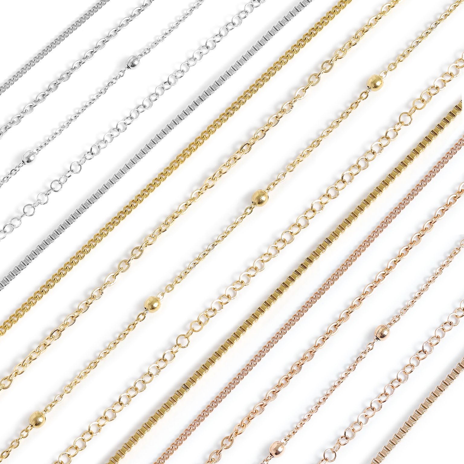 Permanent Jewelry Stainless Steel Chain Starter Kit - 5 Chain Style Pack、mySite、dreamappss