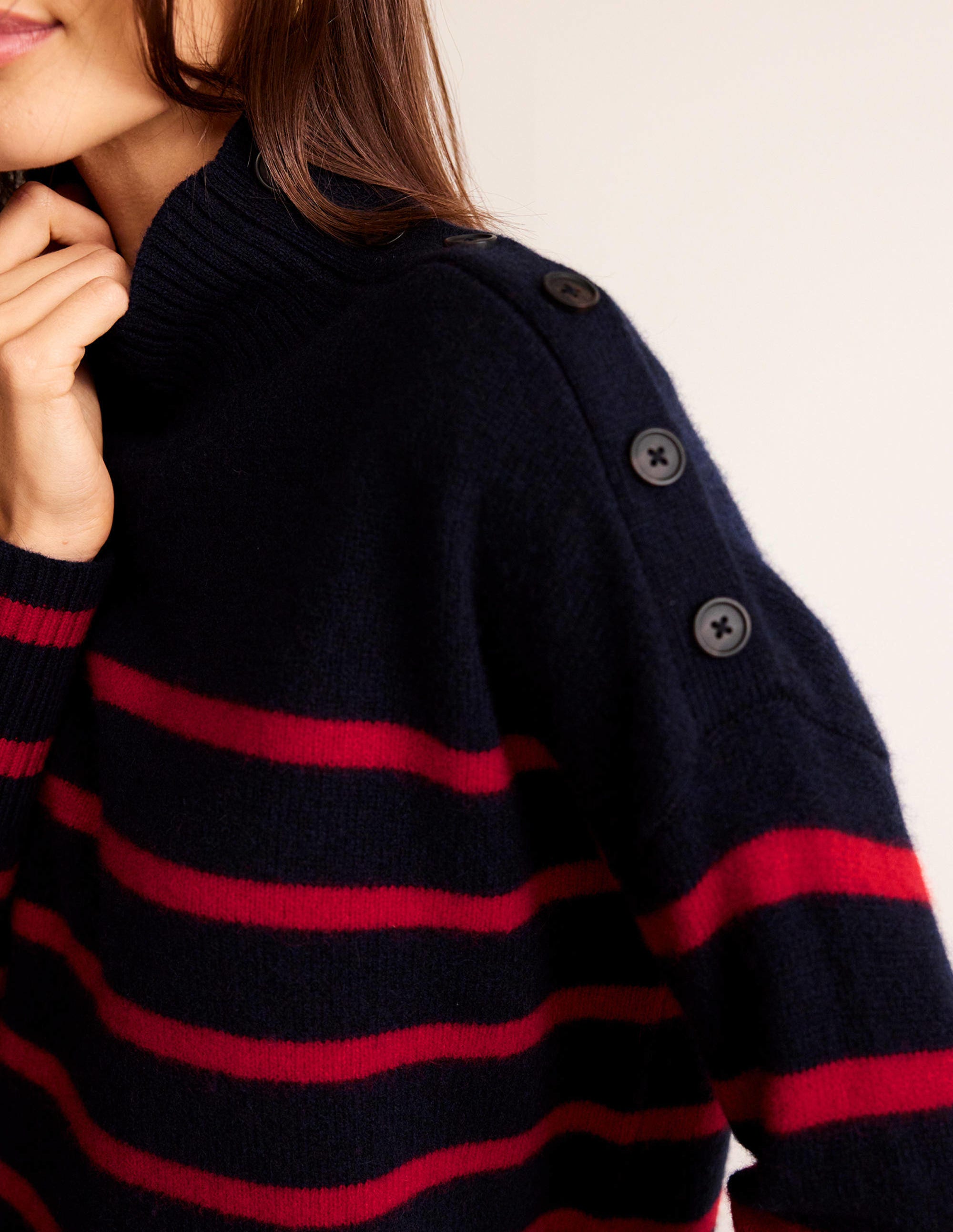  Evelyn Oversized Wool Jumper-Navy Peony, Post Box Red、mySite、ashleygrahame