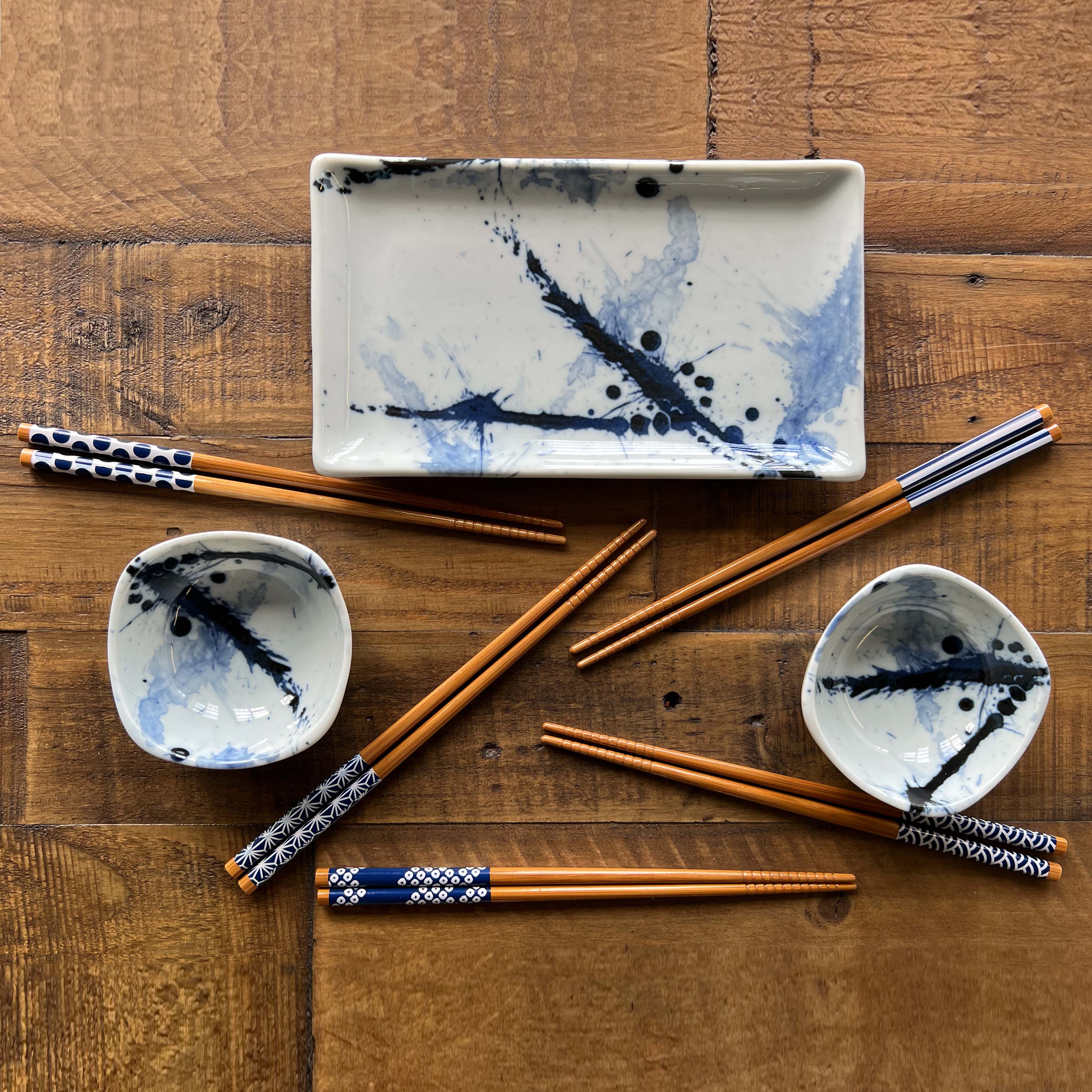 Chopsticks Set Bamboo Waka Blue/White、mySite、topwebapps