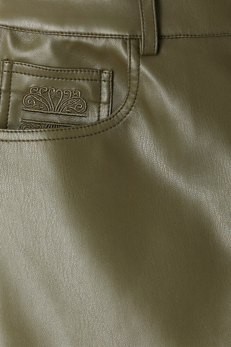 Khaki Vegan Leather Trouser、mySite、solidvoid