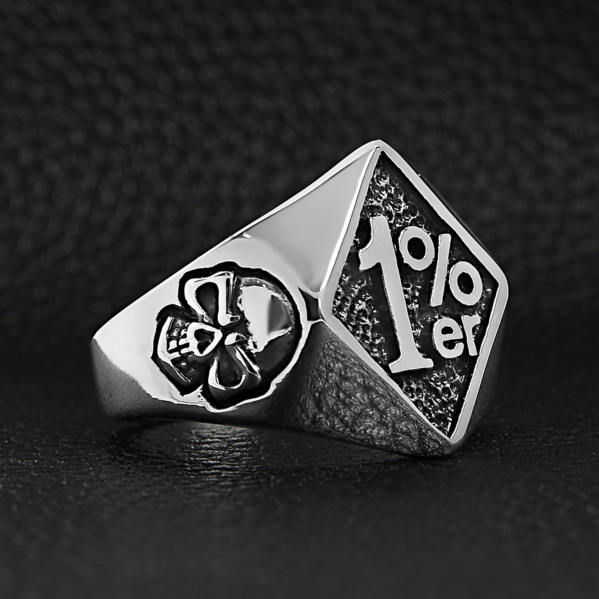 Stainless Steel 1%er With Skull Accents Signet Ring / SCR4113、mySite、dreamappss