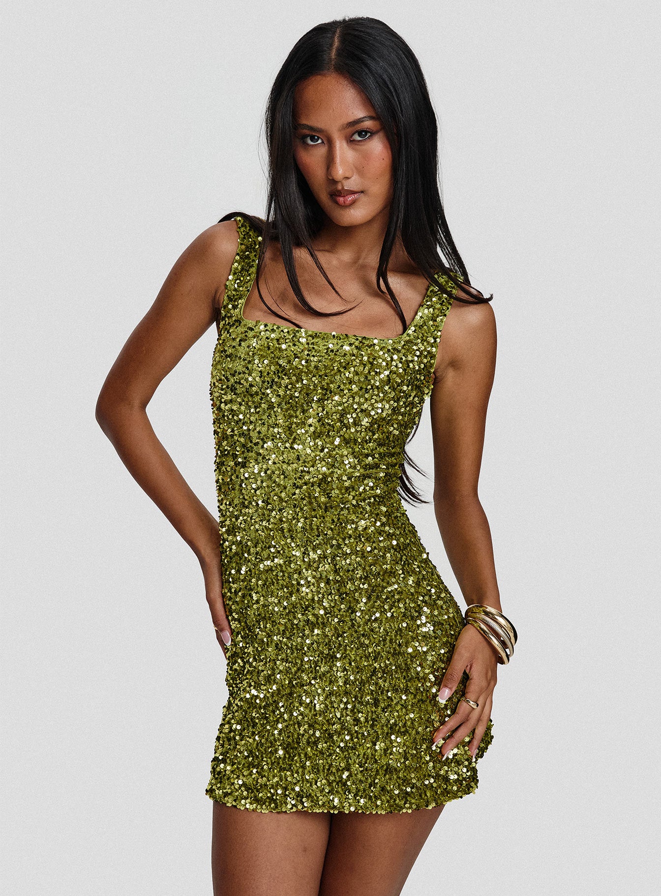 Miss Me Sequin Mini Dress Chartreuse、mySite、solidvoid