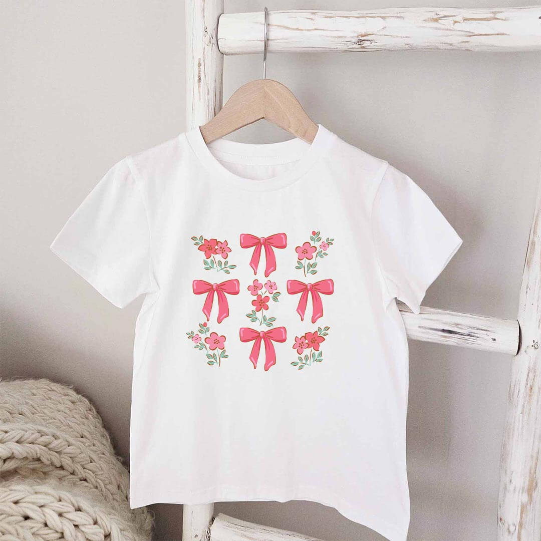  Bows & Flowers Kids Graphic Tee | White、mySite、layawaytickets