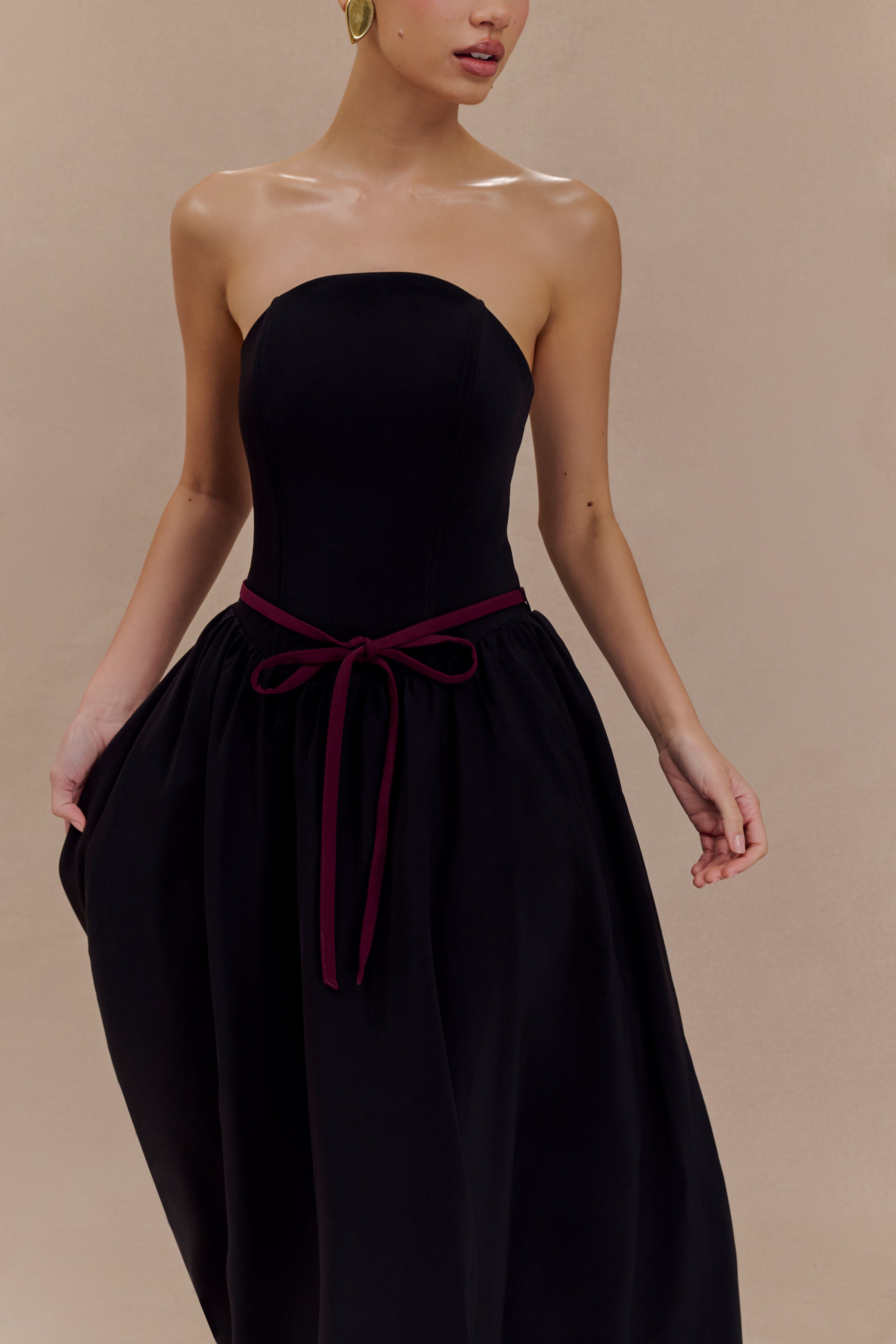 Penny Strapless Contrast Midi Dress - Black & White、mySite、solidvoid