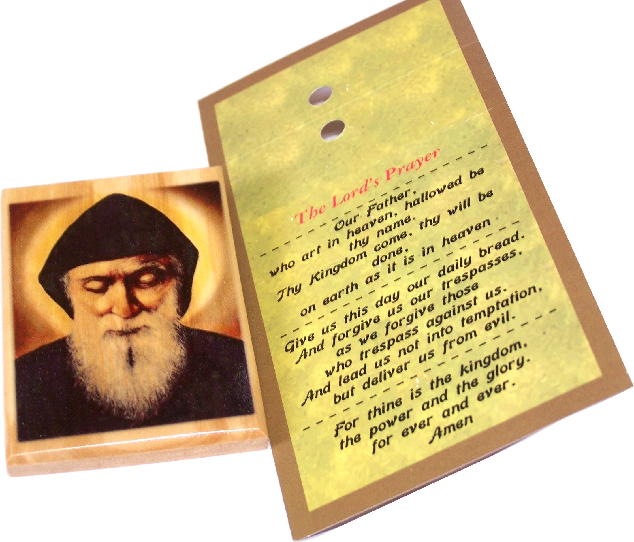  Holy Land Market Mar Charbel Makhlouf (A Maronite Famous Catholic Saint) Magnet - Olive Wood (7x5 cm or 2.8x2 inches)、mySite、elrpsem3k