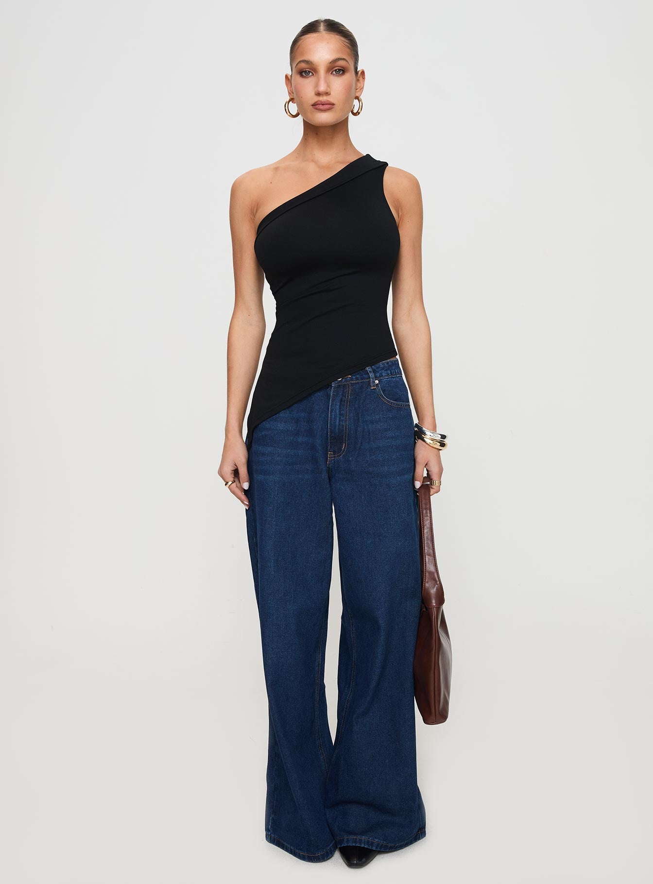 Lunah One Shoulder Top Black、mySite、solidvoid