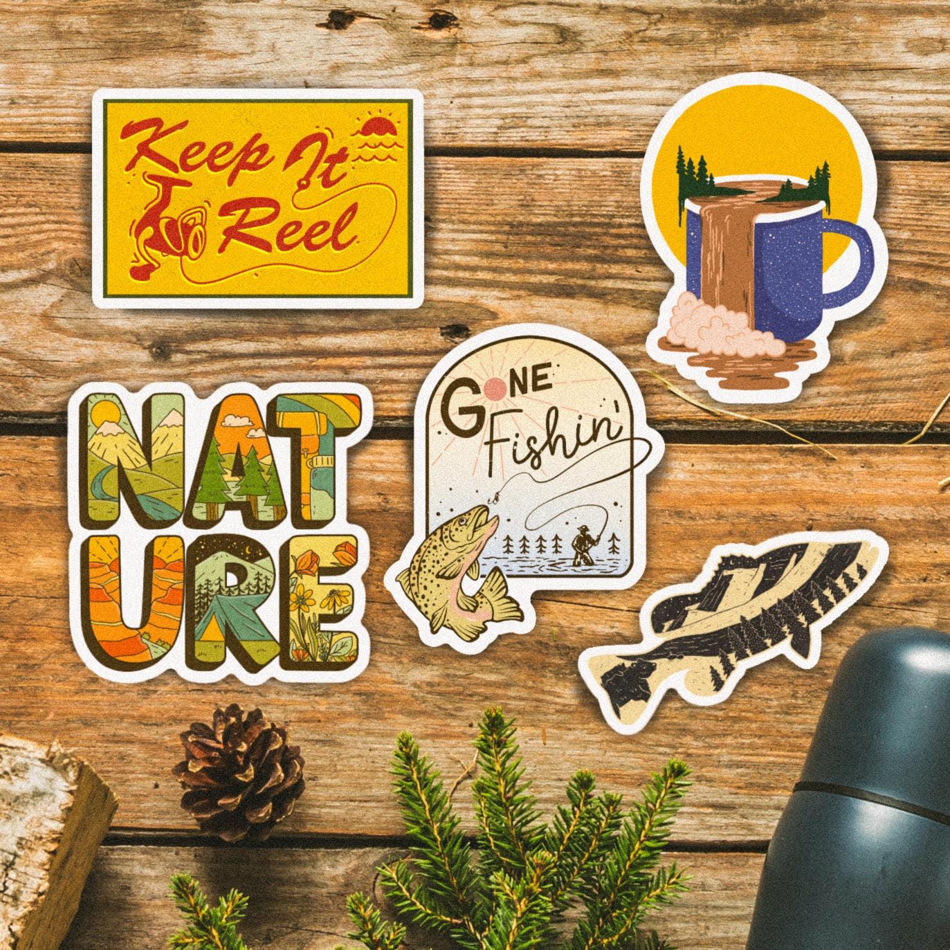  Fishing And Nature Stickers 5 Pack、mySite、elrpsem3k