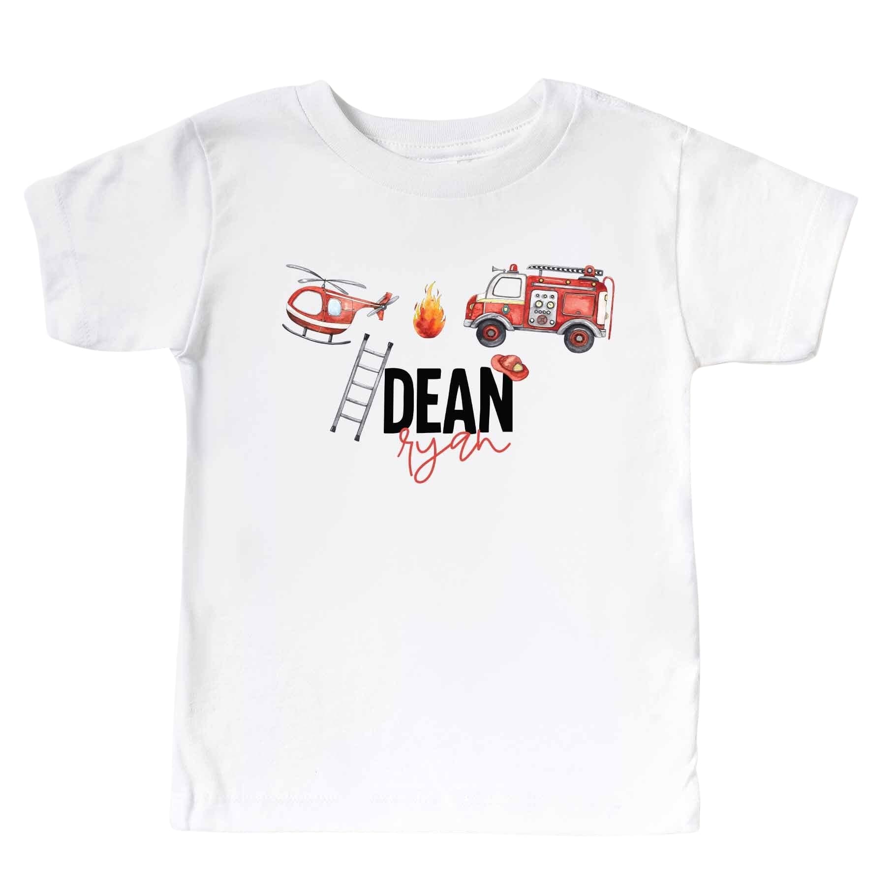  Personalized Firetrucks Kids Graphic Tee | White、mySite、layawaytickets