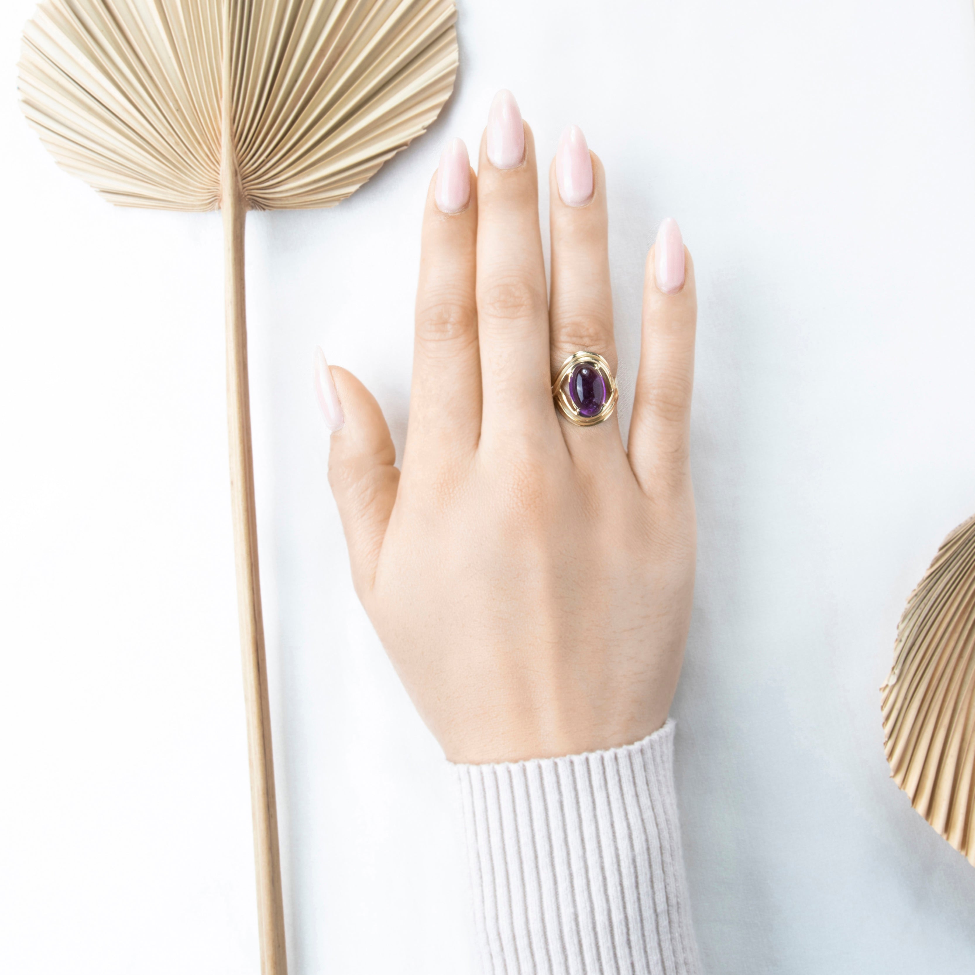 Vintage Large 14k Yellow Gold 6.5ct Amethyst Statement Ring 7.75、mySite、hinf8tx79