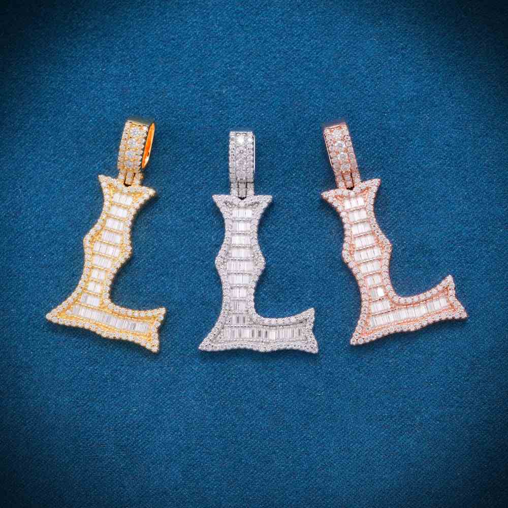 Moissanite Baguette Letter L Pendant、mySite、hinf8tx79