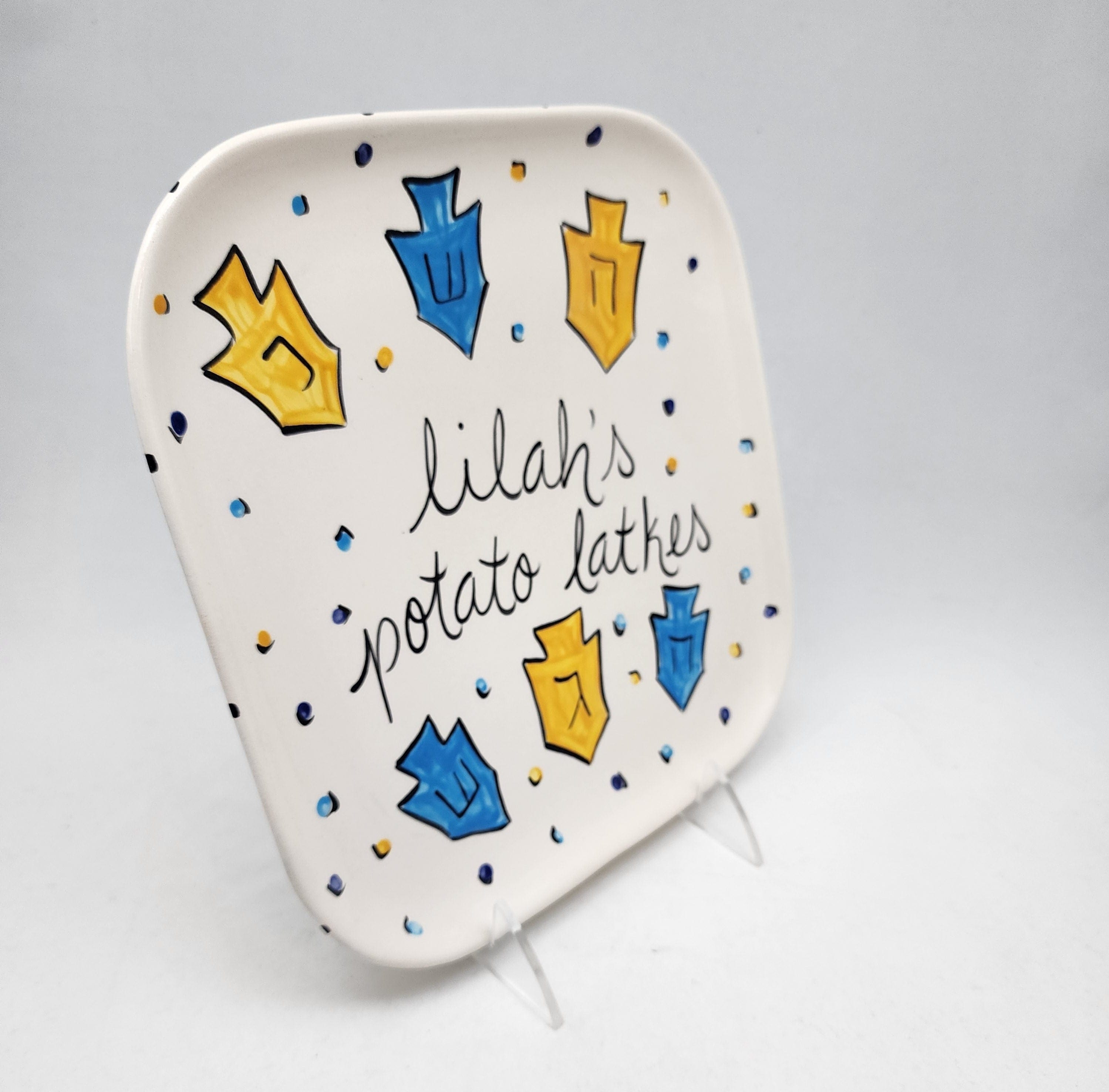 Personalized Potato Latkes Hanukkah Plate With First Name、mySite、topwebapps