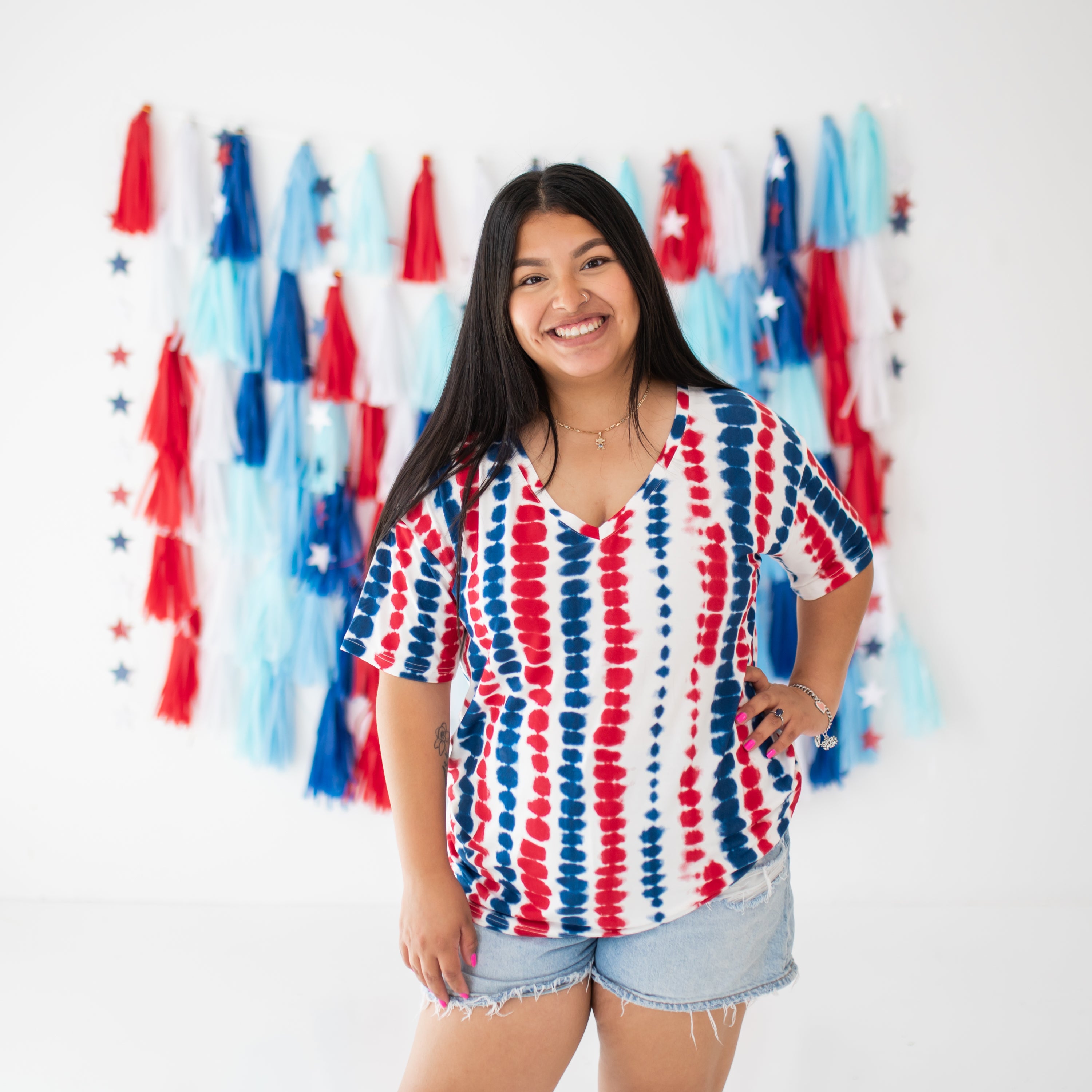  Women’s Relaxed Fit V-Neck in Liberty Rip Tide、mySite、layawaytickets